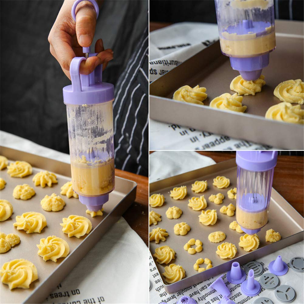 Cookie Gun Discs & Press - Classic Biscuit Maker Set with 10 Flower Discs & 8 Decorating Tips for DIY Baking | Perfect for Cake, Cookie & Pastry Decoration at Home