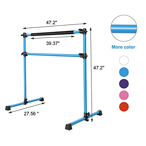4FT Adjustable Freestanding Ballet Barre Portable Double - Heavy Duty Dance Barre for Home, Studio, Gym & Fitness Training - Perfect for Ballet, Stretching, Dance Practice & Workouts