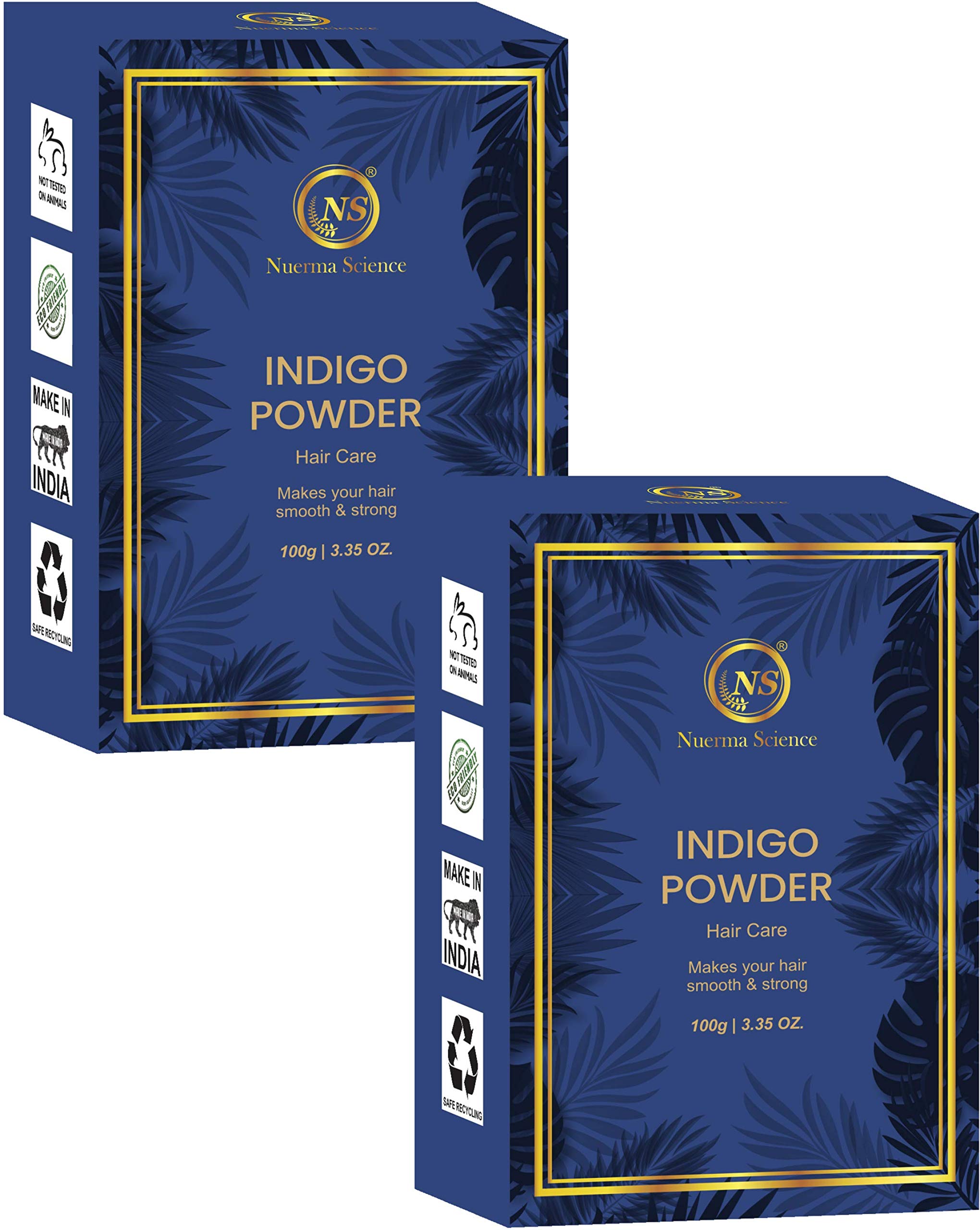 Nuerma Science Indigo Powder for Natural Black Hair Dye (2 x 100g) - Safe Herbal Hair Coloring for Gray Coverage & DIY Beauty Treatments at Home