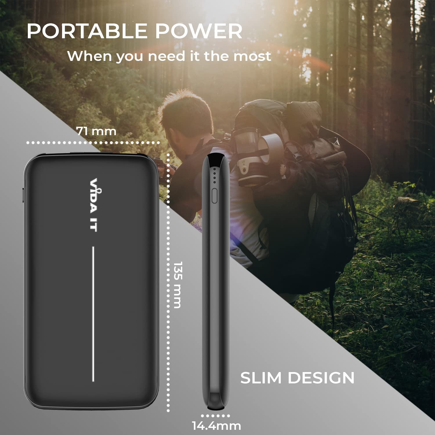 10000mAh Slim Power Bank for Heated Clothing - USB 5V 2A Portable Charger for iPhone, Samsung & USB-C Devices | Lightweight Battery Pack for Heated Hoodies, Vests & Jackets | Perfect for Outdoor Activities, Winter Sports & Travel