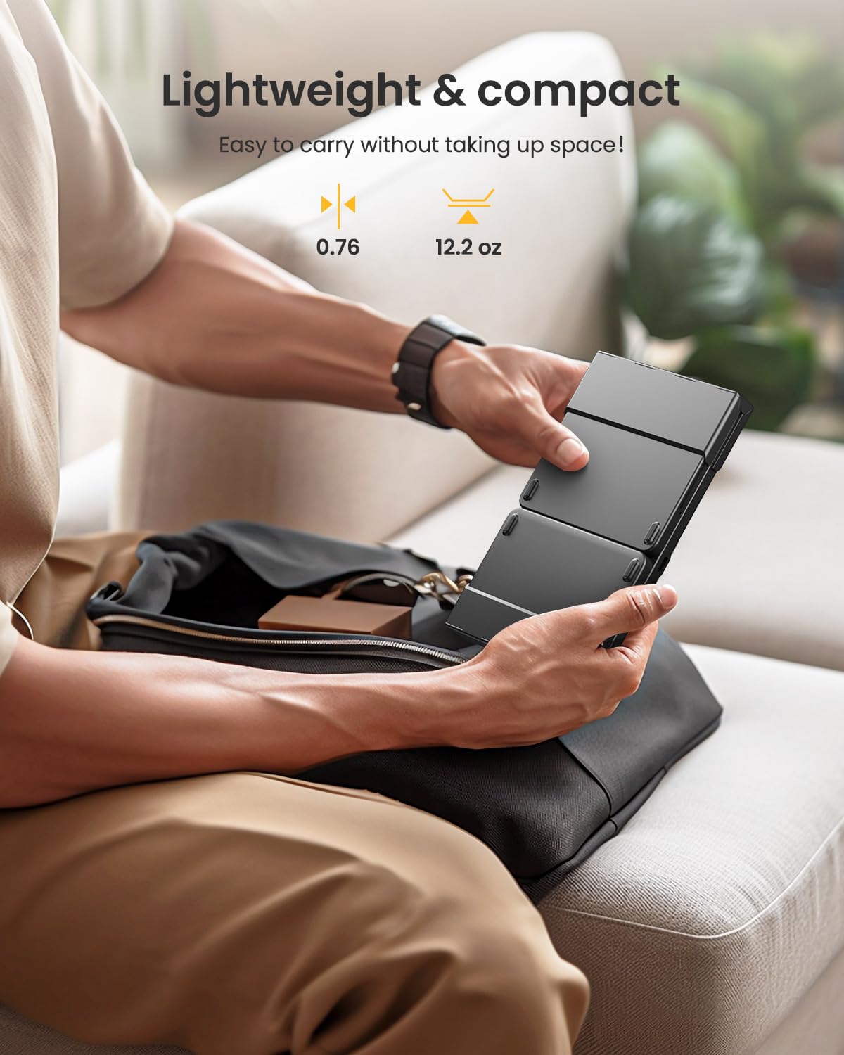 Foldable Bluetooth Keyboard with Numeric Keypad - Full-Size Portable Wireless Keyboard for Travel, Battery Display & Lock Hinge - Compatible with Windows, iOS, Android Devices - Perfect for Tablets, Smartphones & Laptops on Business Trips, Commuting & Home Office Use