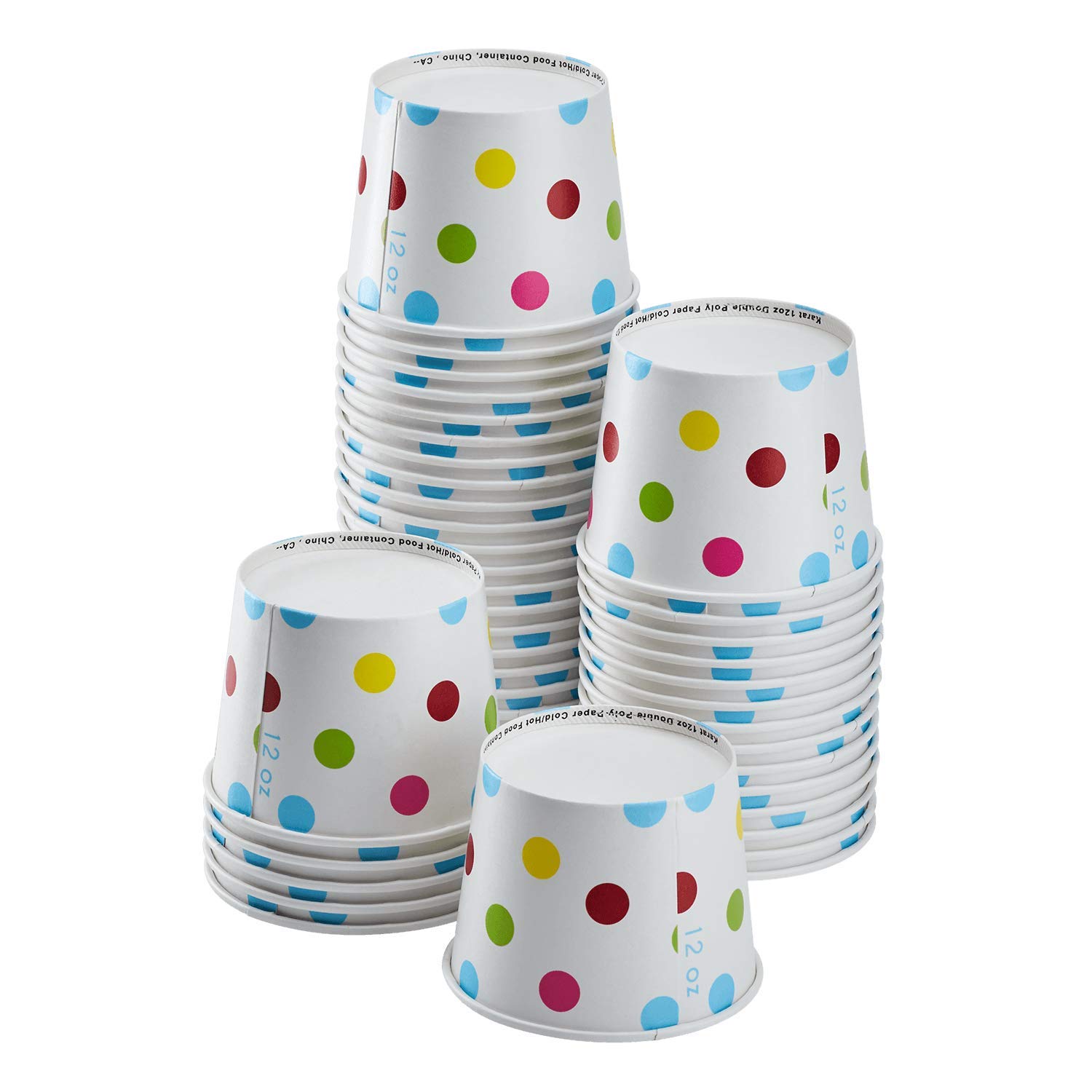 20oz (600 ct) Paper Ice Cream Cups & Soup Bowls - Hot/Cold Food Containers for Ice Cream, Gelato, Yogurt, Soup & Snacks - Perfect for Parties, Catering & Dessert Shops - Dots Design