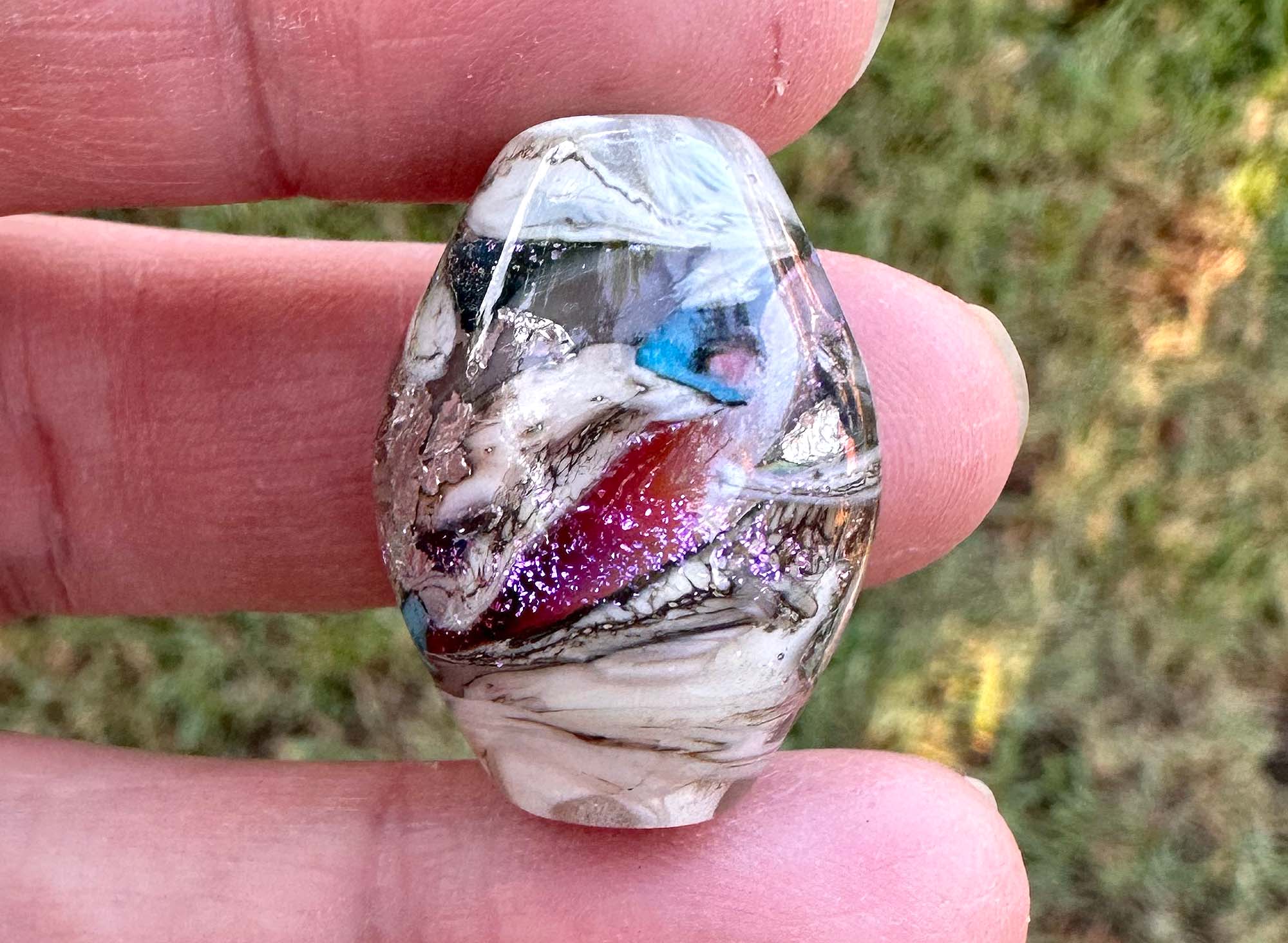 Handmade Ivory Organic Lampwork Glass Focal Bead for Jewelry Making - Perfect for Necklaces, Bracelets & DIY Craft Projects