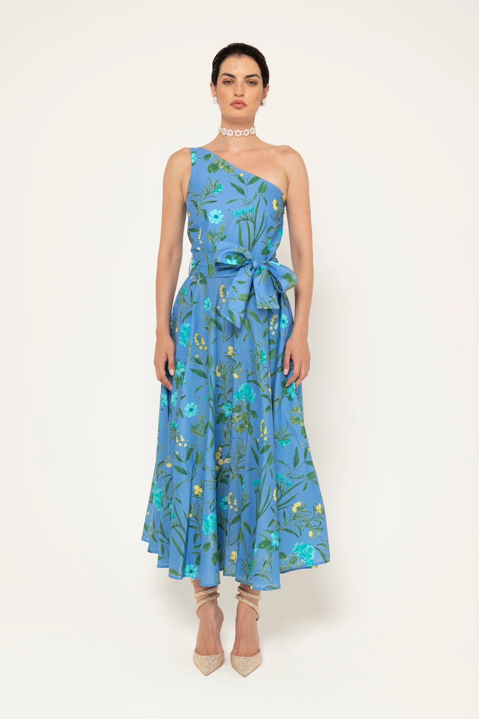 Elegant Azzurro Blue Curry Dress for Women - Perfect for Summer Parties, Weddings & Special Occasions