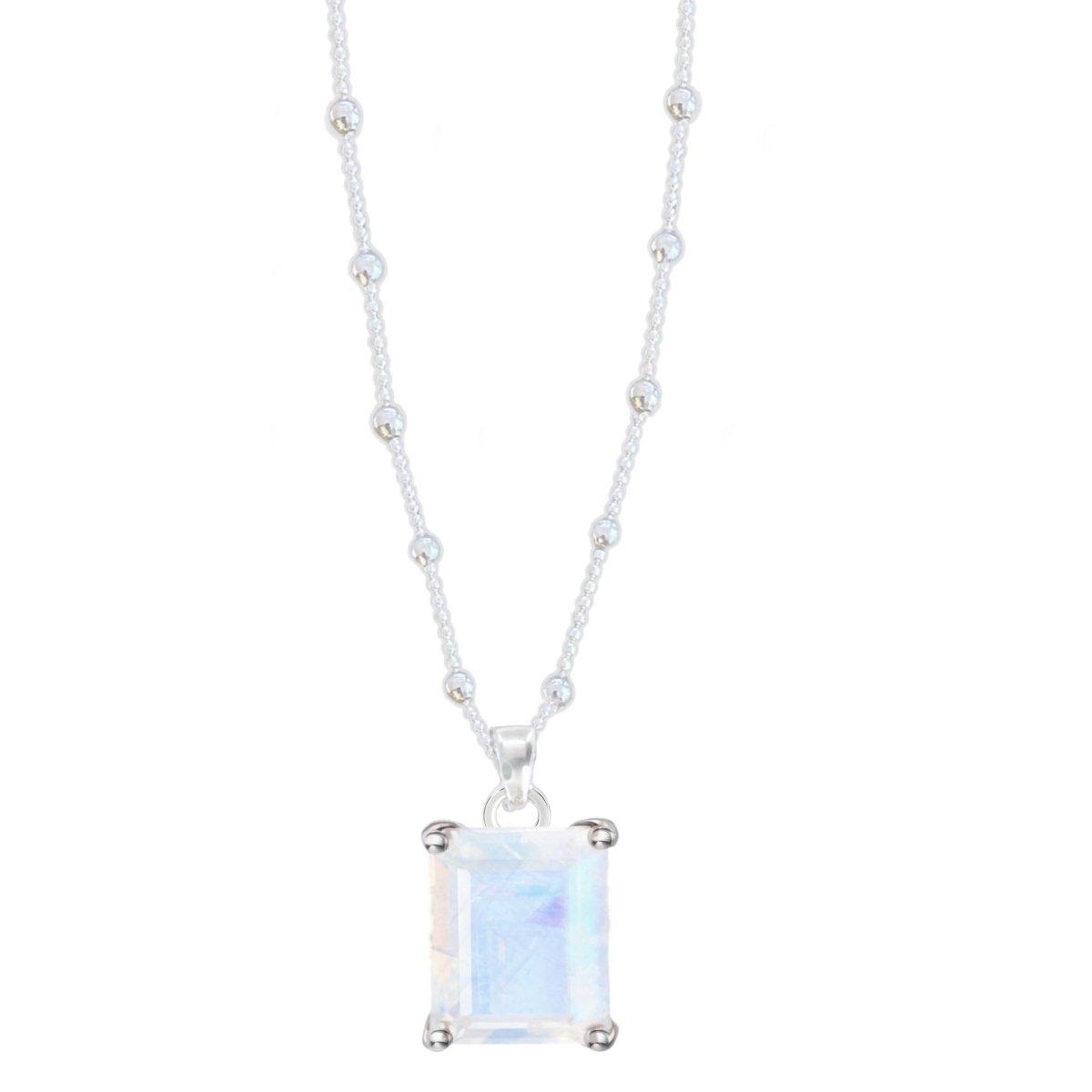 Laihas Exquisite Emerald Cut Moonstone Necklace - Elegant Jewelry for Women, Perfect for Weddings, Parties & Special Occasions
