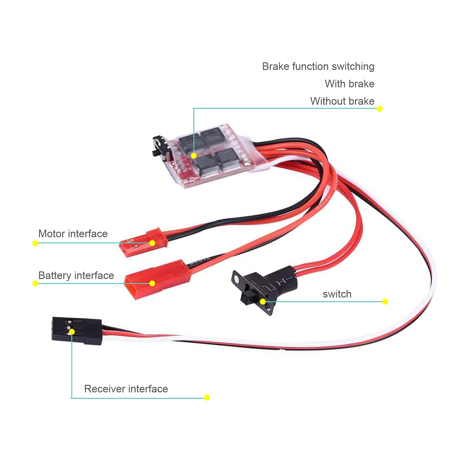 2PCS 10A Brushed Motor Speed Controller ESC with Brake for RC Cars, Boats, Tanks - Perfect for Hobbyists and DIY Remote Control Vehicle Upgrades