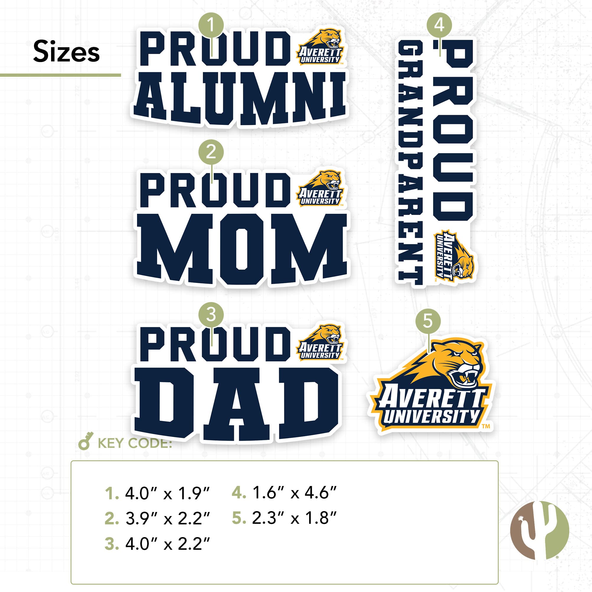 Desert Cactus Averett University Cougars Vinyl Decal Sticker - Waterproof Laptop, Water Bottle, Car, Scrapbook Decor - Family Full Sheet - Perfect for School Spirit, College Dorm, Office & DIY Crafts
