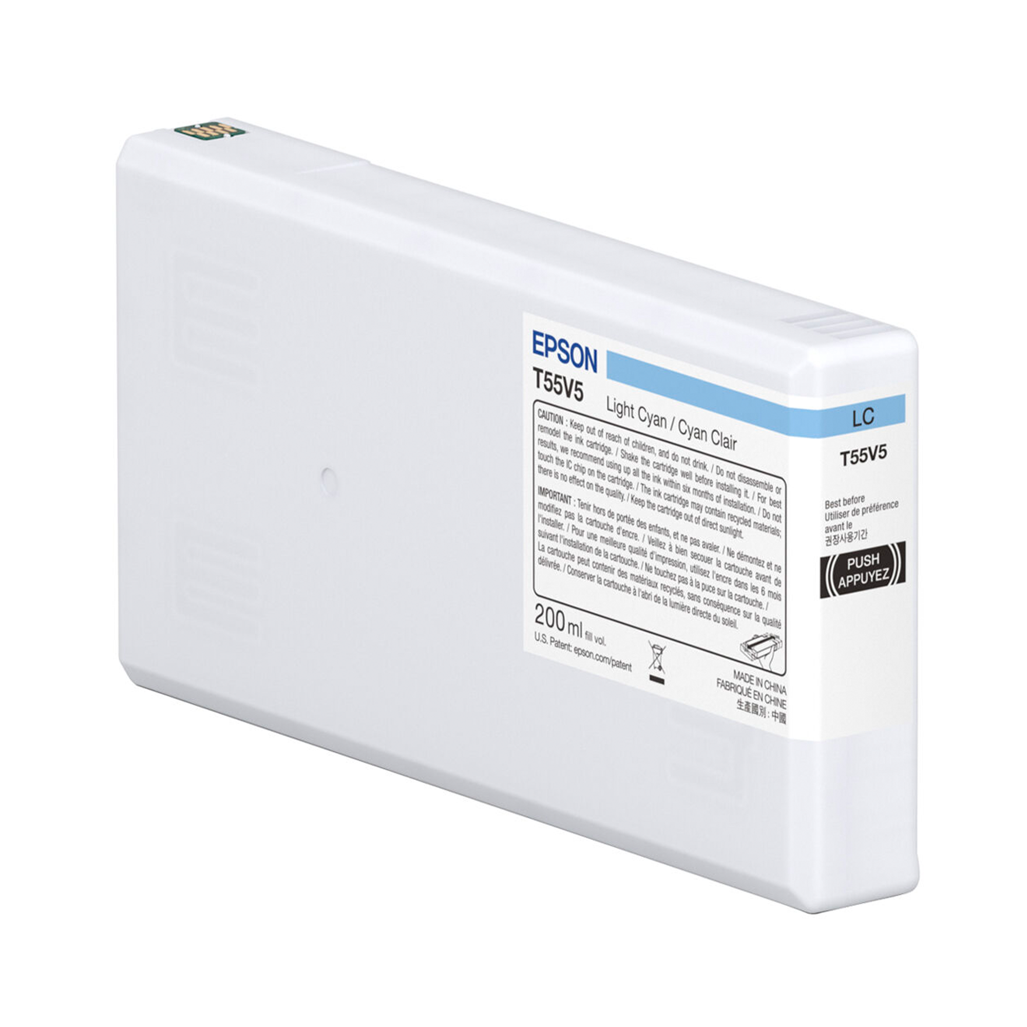 Epson T55V500 UltraChrome PRO10 Light Cyan Ink Cartridge 200mL - Compatible with SureColor P5370 Printer | Professional Photo Printing, Graphic Design & Fine Art Reproduction