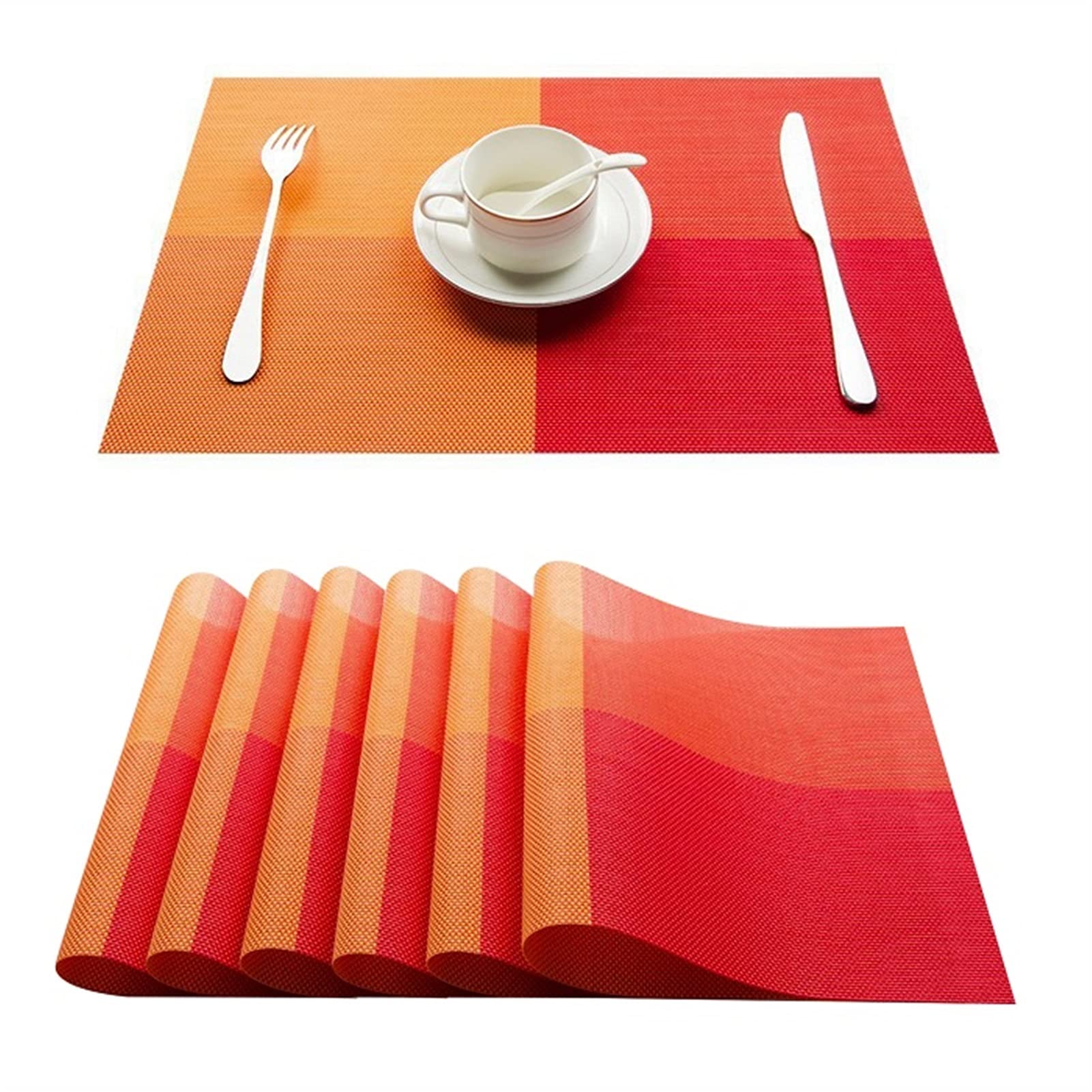 Set of 4 Non-Slip PVC Washable Placemats - Waterproof Dining Table Mats for Kitchen, Cup Coasters & Wine Pads - Perfect for Everyday Meals, Dinner Parties & Home Decor (10-Piece Set, Assorted Colors)