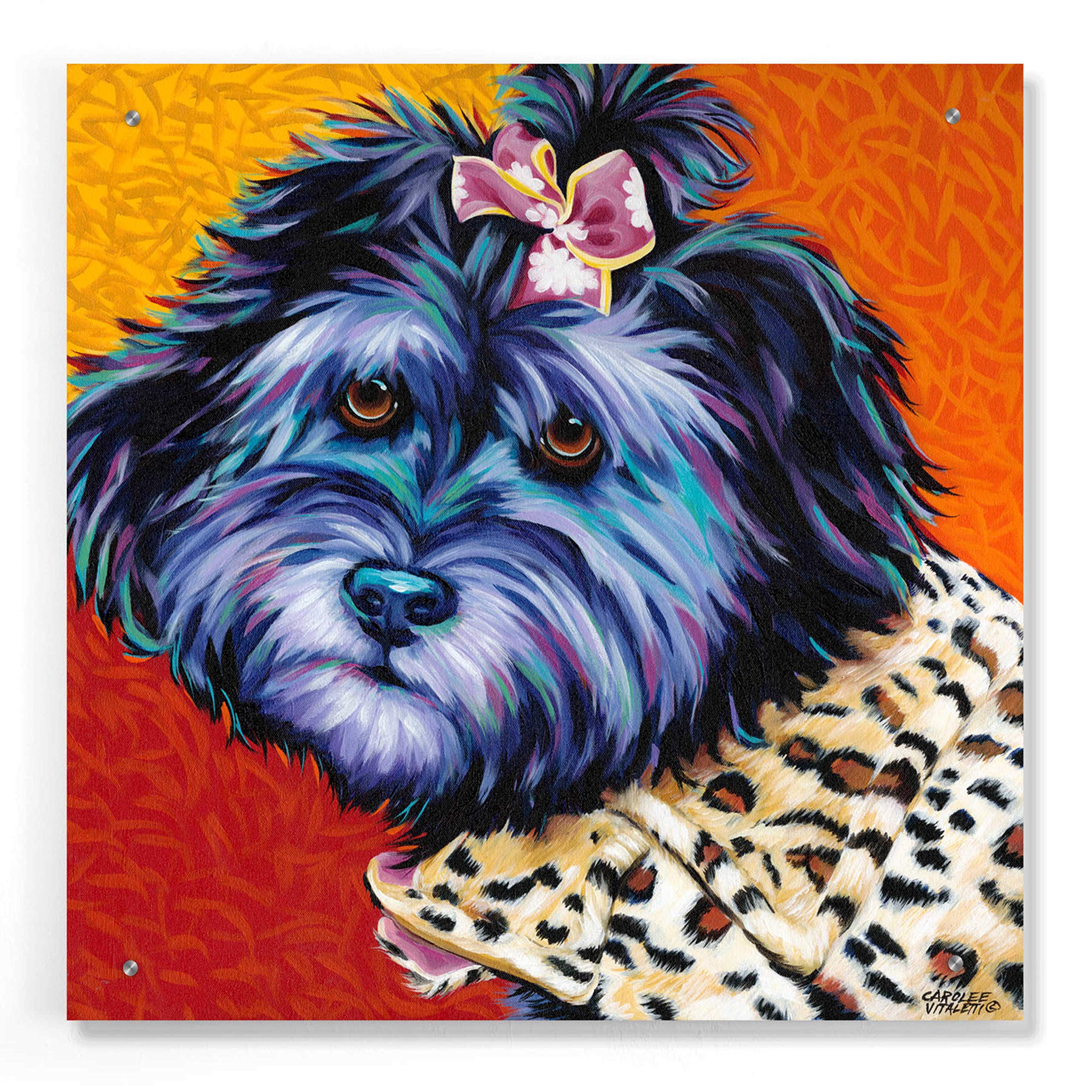 Epic Art 'Cute Pups III' by Carolee Vitaletti - 24x24 Inch Acrylic Glass Wall Decor, Modern Dog Painting for Living Room, Bedroom & Office