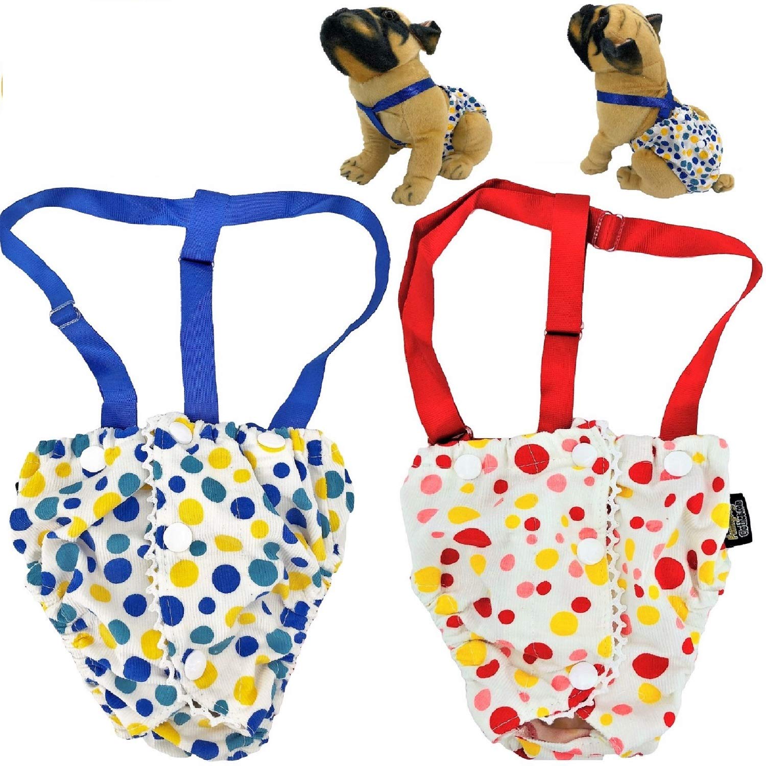 Reusable Washable Dog Diapers for Small Breeds - 2 Pack for Home & Travel