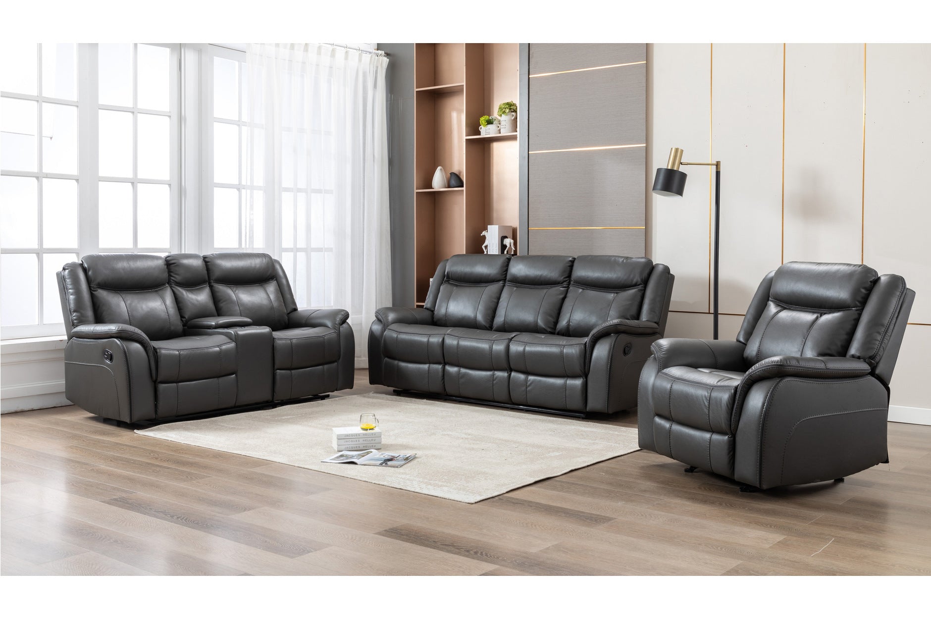 Paxton Grey Reclining Living Room Set - 3-Piece Sofa and Loveseat with Power Recline - Perfect for Family Movie Nights and Relaxation