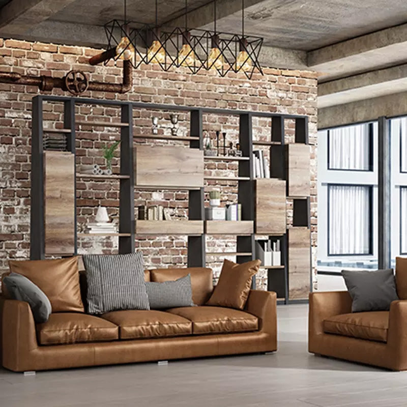 BARON Display Unit 230cm Warm Oak & Black - Modern Bookshelf for Living Room, Office & Bedroom Storage