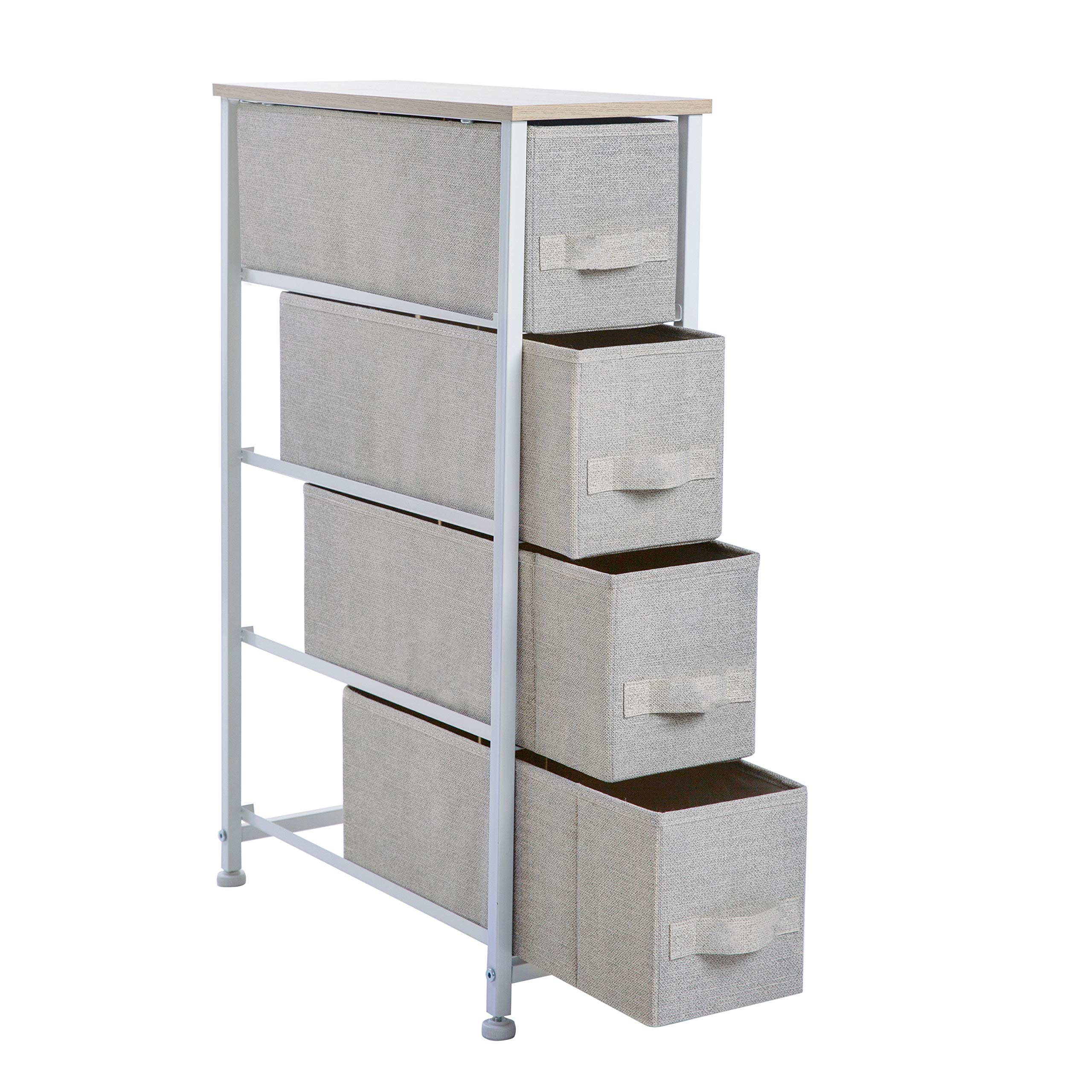 Vertical Dresser Storage Tower with 4 Fabric Drawers - Sturdy Steel Frame Organizer for Bedroom & Closet