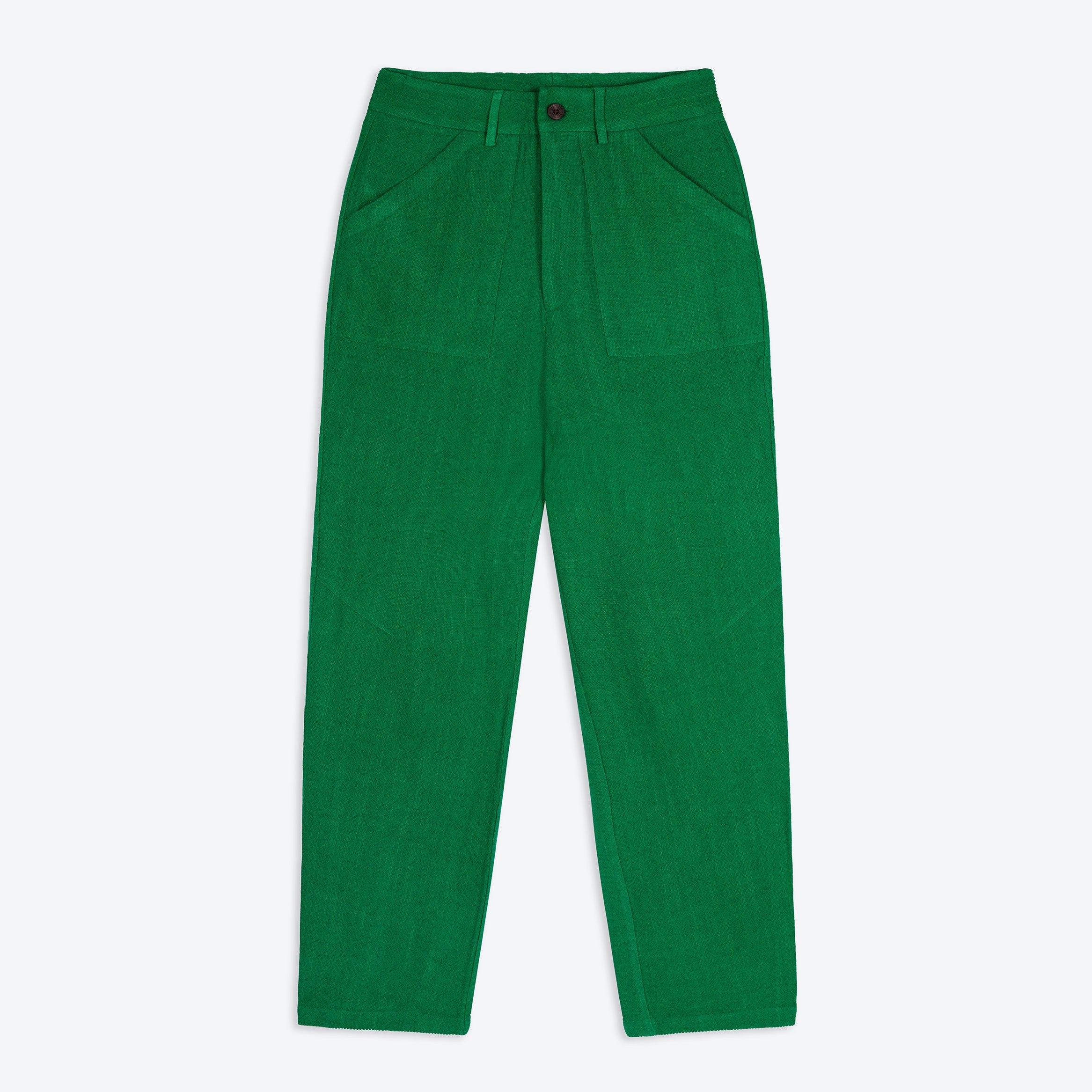 Lowie Women's Viscose Linen Emerald Green Natalie Pants - Comfortable Wide Leg Trousers for Work, Office & Casual Wear