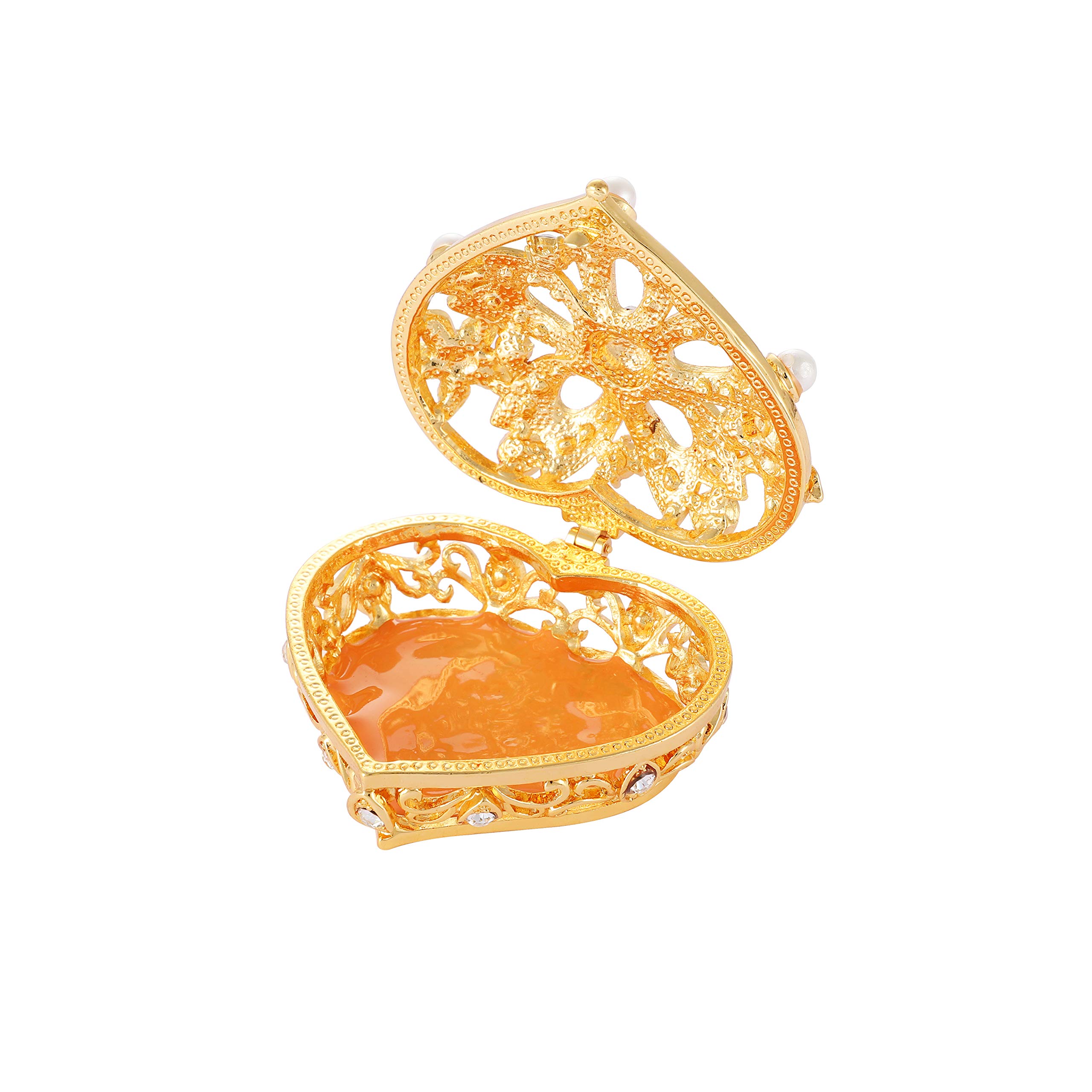 QIFU Heart-Shaped Hinged Jewelry Box - Elegant Enamel Trinket Case for Necklaces & Rings - Perfect Gift for Valentine's Day, Anniversary & Bridal Jewelry Storage