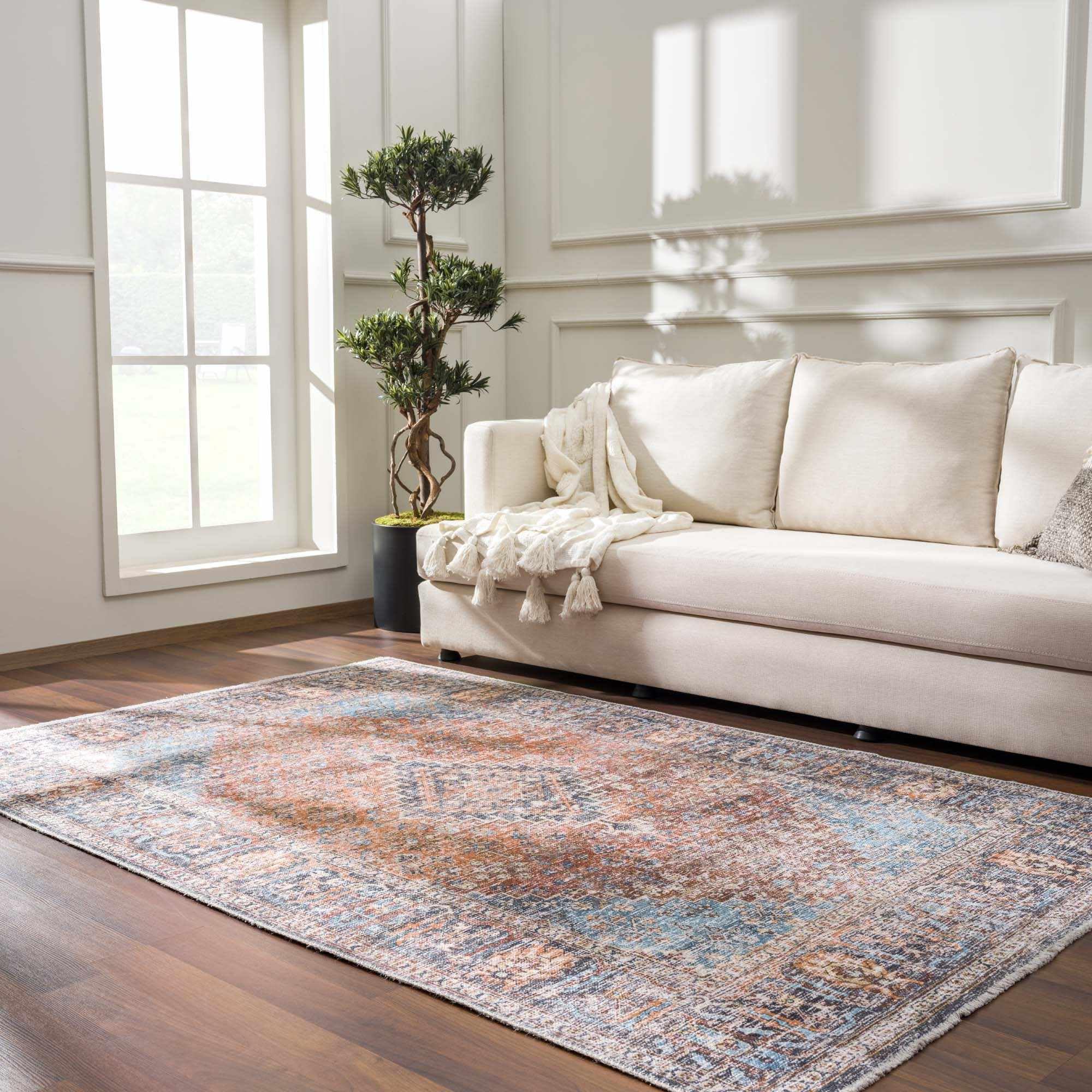 Machine Washable Oriental Area Rug - Hauteloom Holli HOL Series Traditional Carpet for Living Room & Kitchen - Purple, Pink, Green 6'7