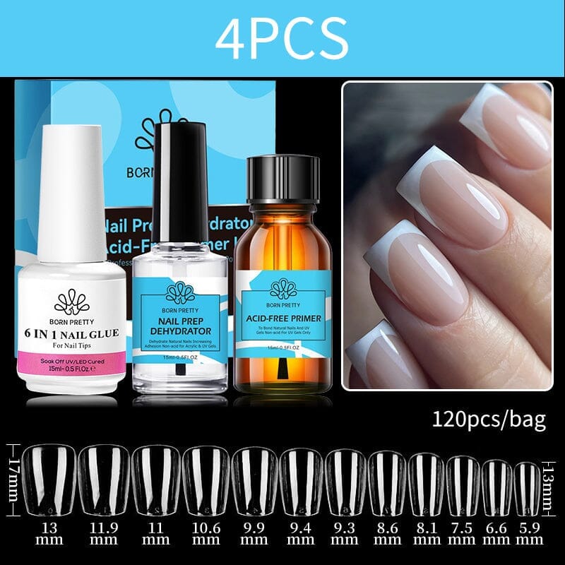 4pcs Acrylic Nail Tips Set with Glue - Full Cover False Nails for Manicure, DIY Nail Art, Salon & Home Use