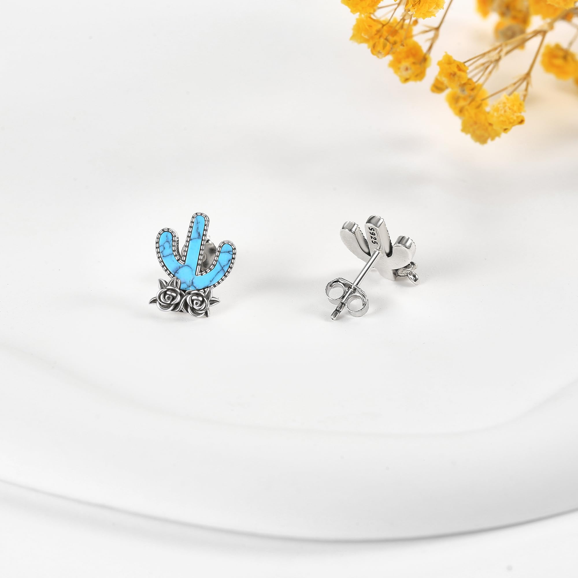 VENACOLY 925 Sterling Silver Cowboy Boot Earrings for Women - Turquoise Western Jewelry with Cowboy Hat, Cactus & Cow Skull Designs | Perfect for Country Concerts, Rodeo Events & Western Fashion Outfits