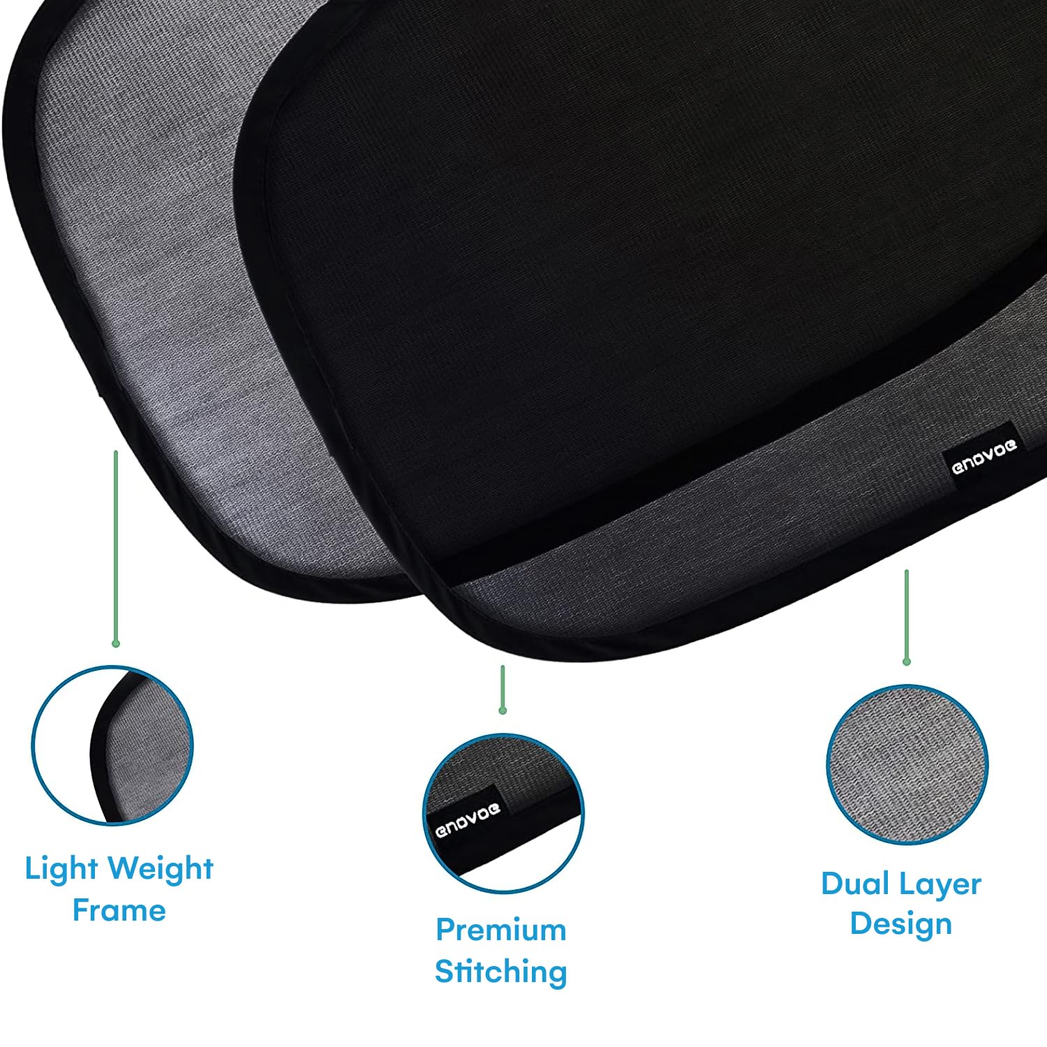 Enovoe 2 Pack Baby Car Window Shade - UV Protection & Breathable Mesh Sun Blocker for Child Safety - XL 25