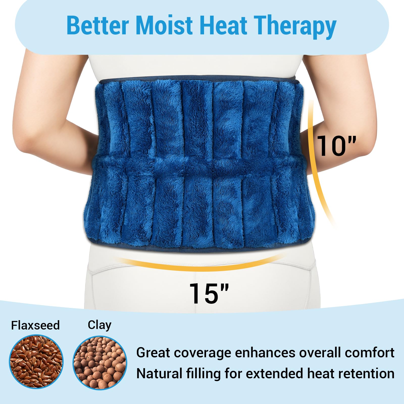 Comfytemp Microwavable Heating Pad for Back Pain Relief - 2.5LB Moist Heat Therapy for Cramps, Sciatica, Waist, Stomach & Muscle Aches | FSA/HSA Eligible | Wearable Hot Pack for Home, Office & Travel Use