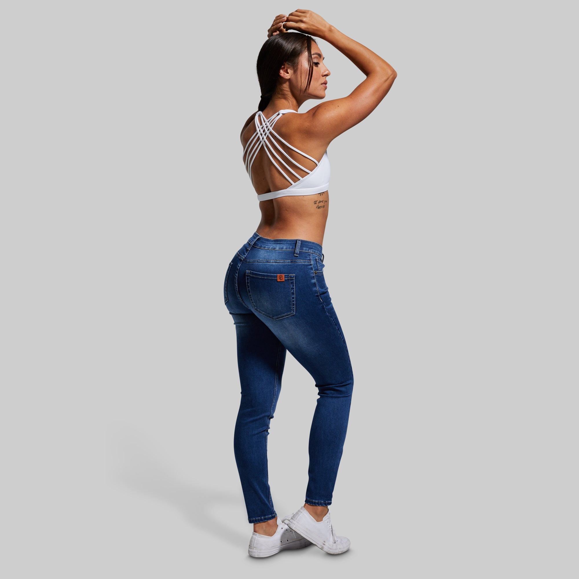 Stretchy Mid Rise Skinny Jeans for Women - Dark Wash Denim Pants, Comfortable & Flexible Fit for Everyday Wear, Work or Casual Outfits