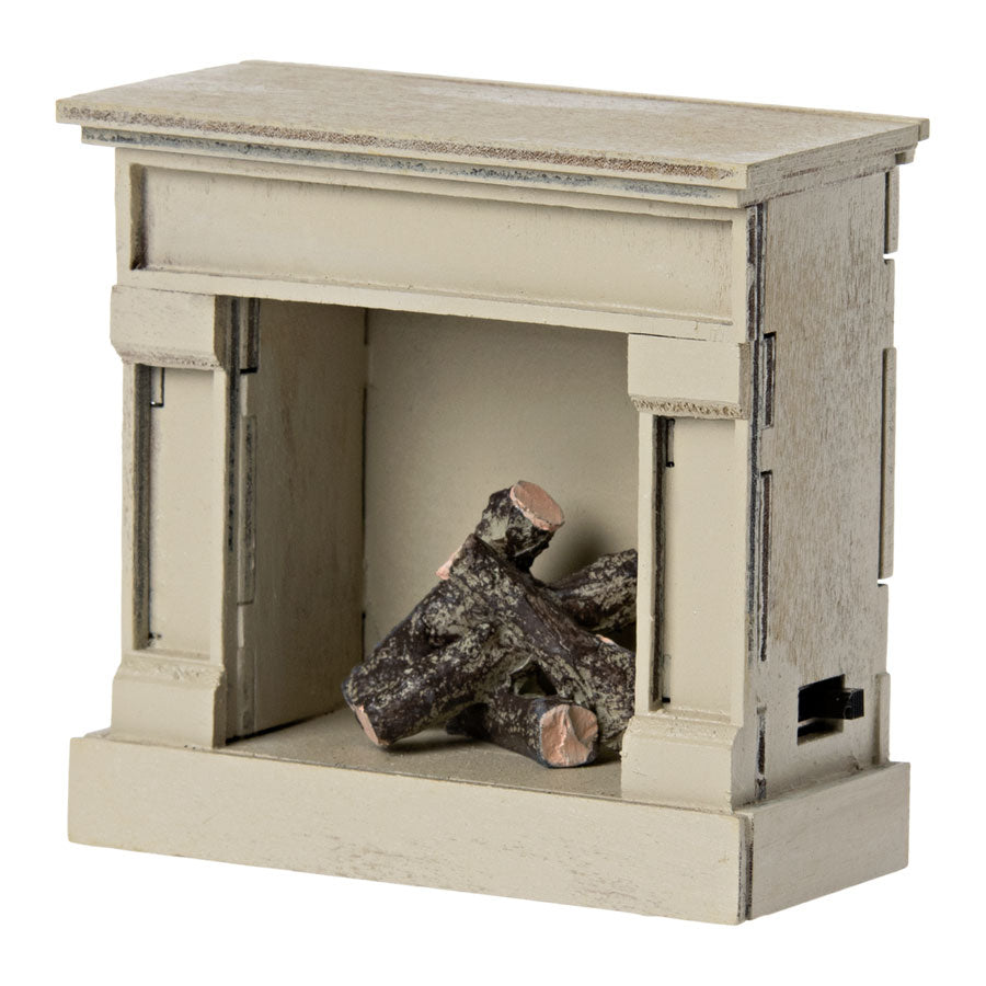 Maileg Miniature Fireplace Toy - Off White | Pretend Play for Kids, Dollhouse Accessory, Cozy Home Decor