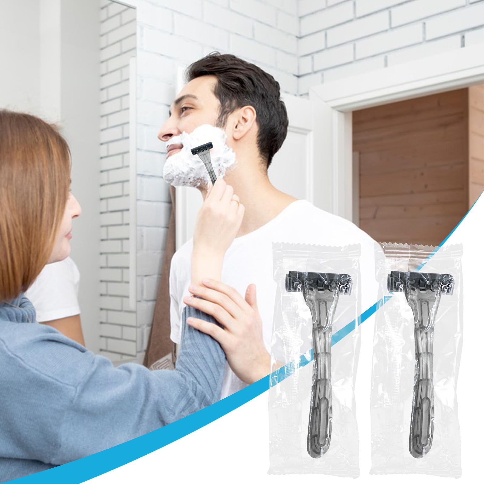 Kheoxusa 1500 Count Disposable Razors - 3 Blade Shaving Razors for Men & Women, Individually Wrapped Bulk Razors for Travel, Hotel, Airbnb, Tattoo Aftercare & Personal Grooming - Grey