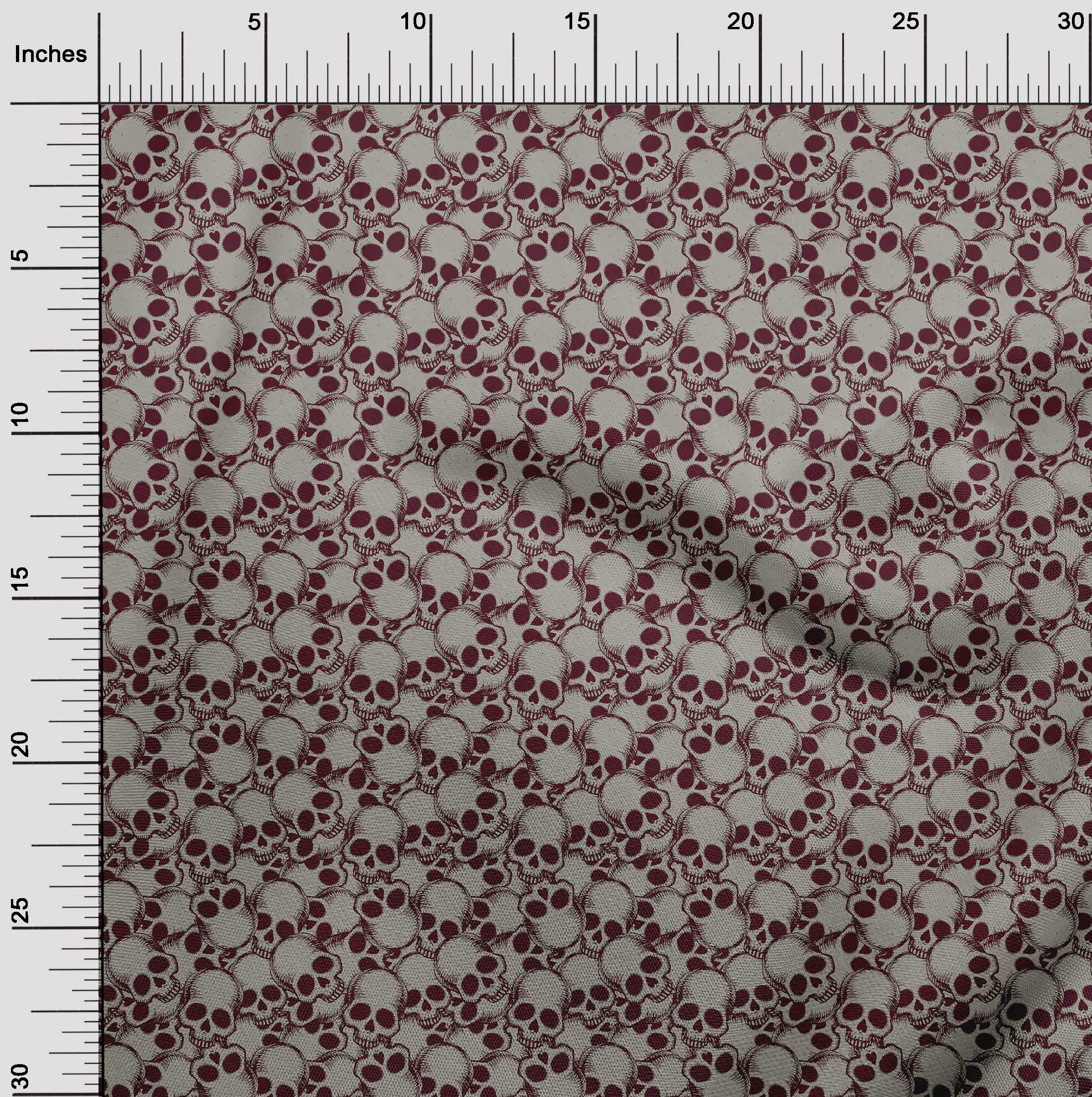 oneOone Velvet Muesli Fabric Skull Print Fabric by The Yard - 58 Inch Wide DIY Sewing Material for Gothic Clothing, Costumes, Home Decor & Craft Projects