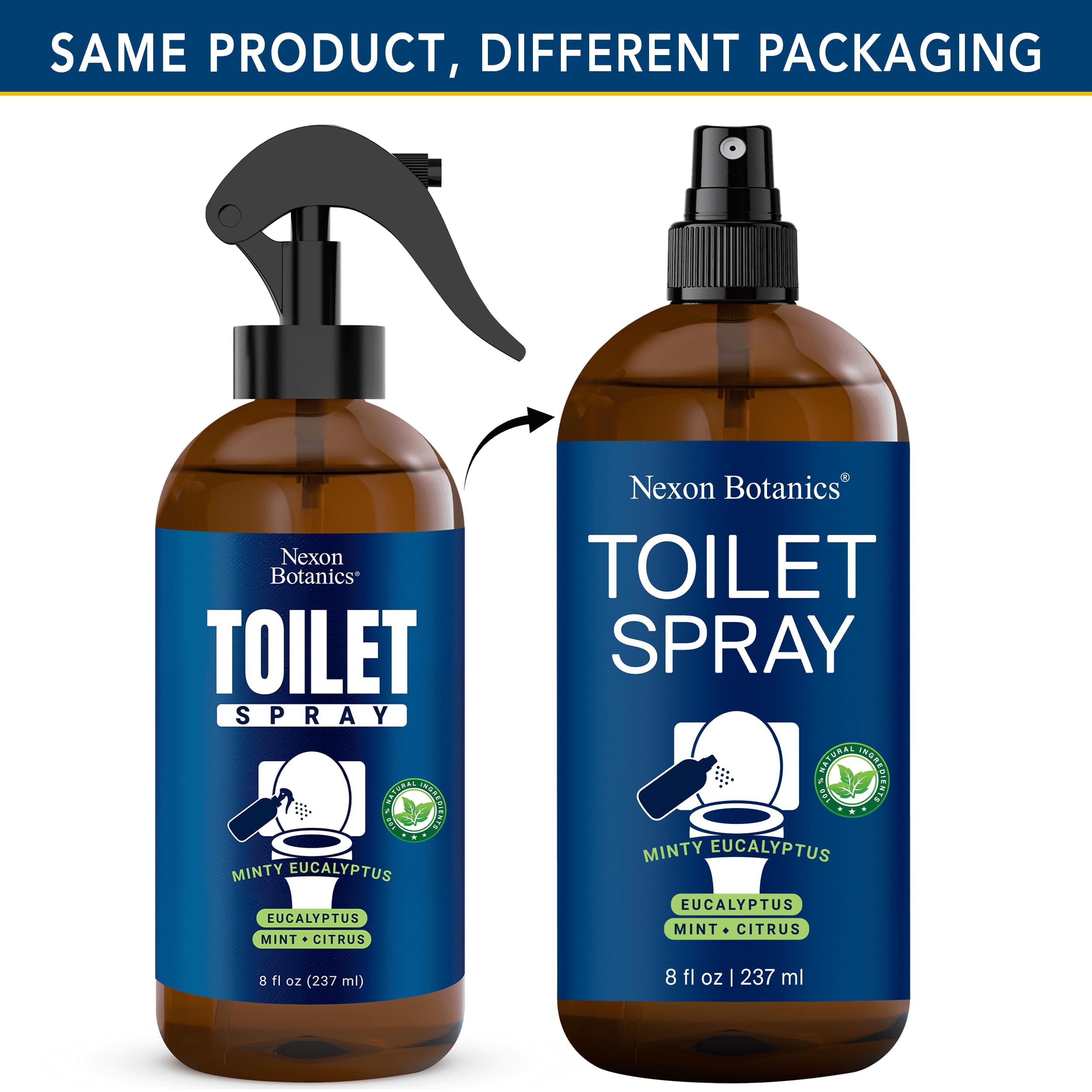 Nexon Botanics Minty Eucalyptus Toilet Spray - 8 fl oz Natural Bathroom Air Freshener with Mint & Citrus | Travel-Size Odor Eliminator for Home & On-The-Go Use | Perfect for Bathrooms, RVs, and Office Restrooms
