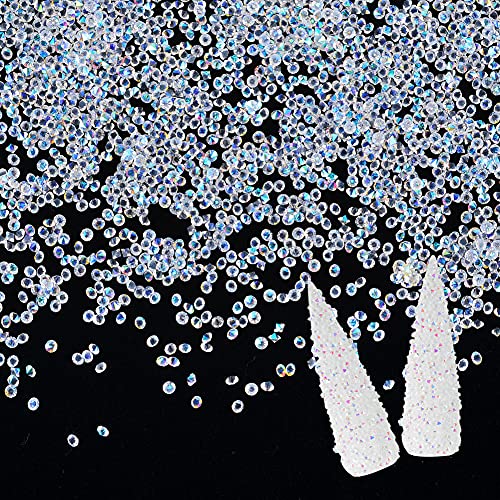 QIMYAR 14400Pcs 1.2mm Mini Nail Crystals Diamond Rhinestones - Glass AB Shine Gems for 3D Nail Art, DIY Beauty & Craft Decorations (Iridescent AB) | Perfect for Manicures, Nail Extensions & Creative DIY Projects