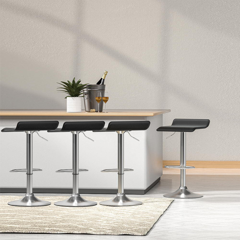 4 Pack Black Faux Leather Bar Stools - Modern Counter Height Stools for Kitchen Island, Breakfast Bar & Home Decor