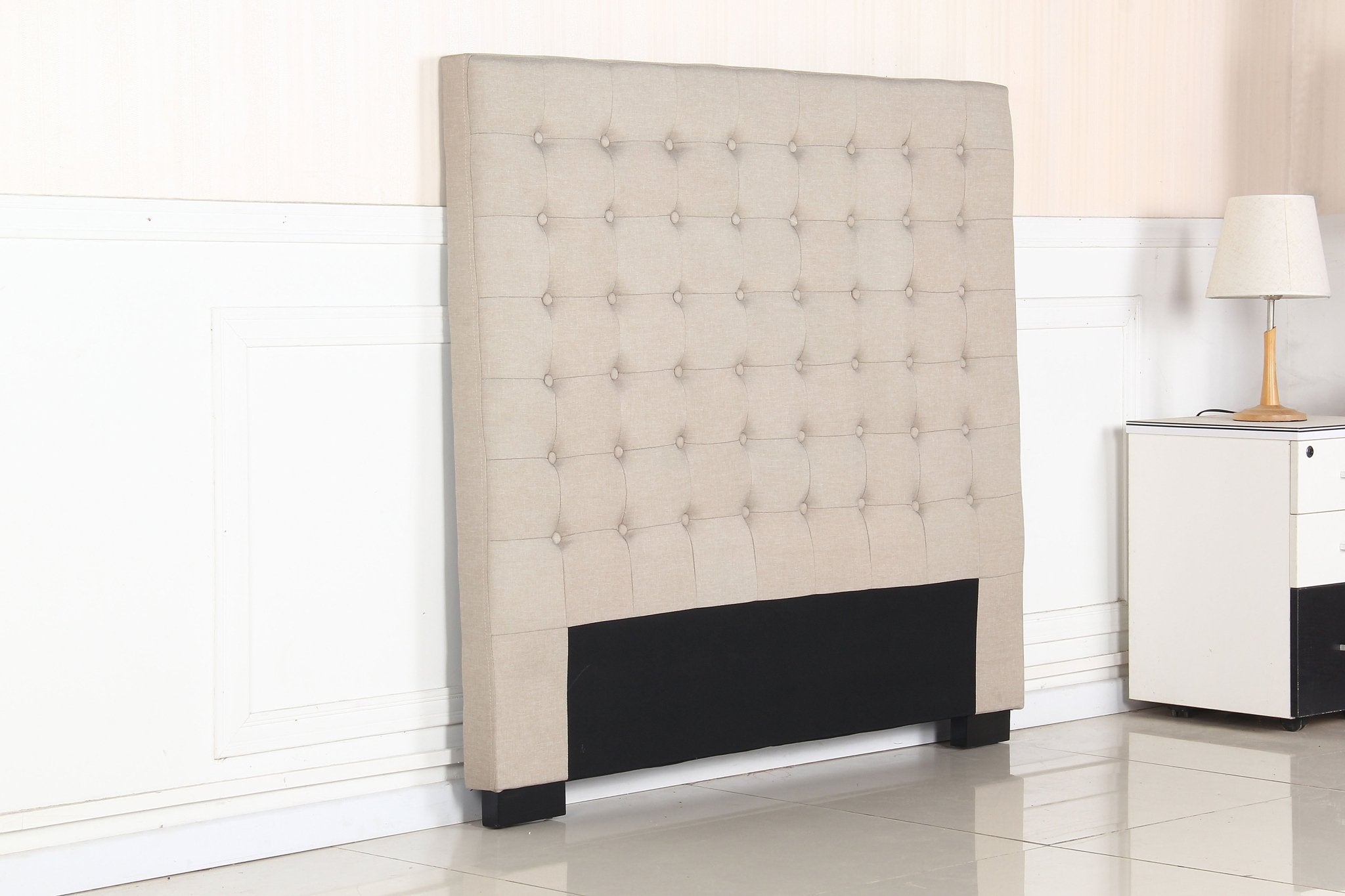 Double Size Cilantro Headboard in Beige - Modern Upholstered Bed Frame Headboard for Bedroom Decor, Master Bedroom or Guest Room Upgrade