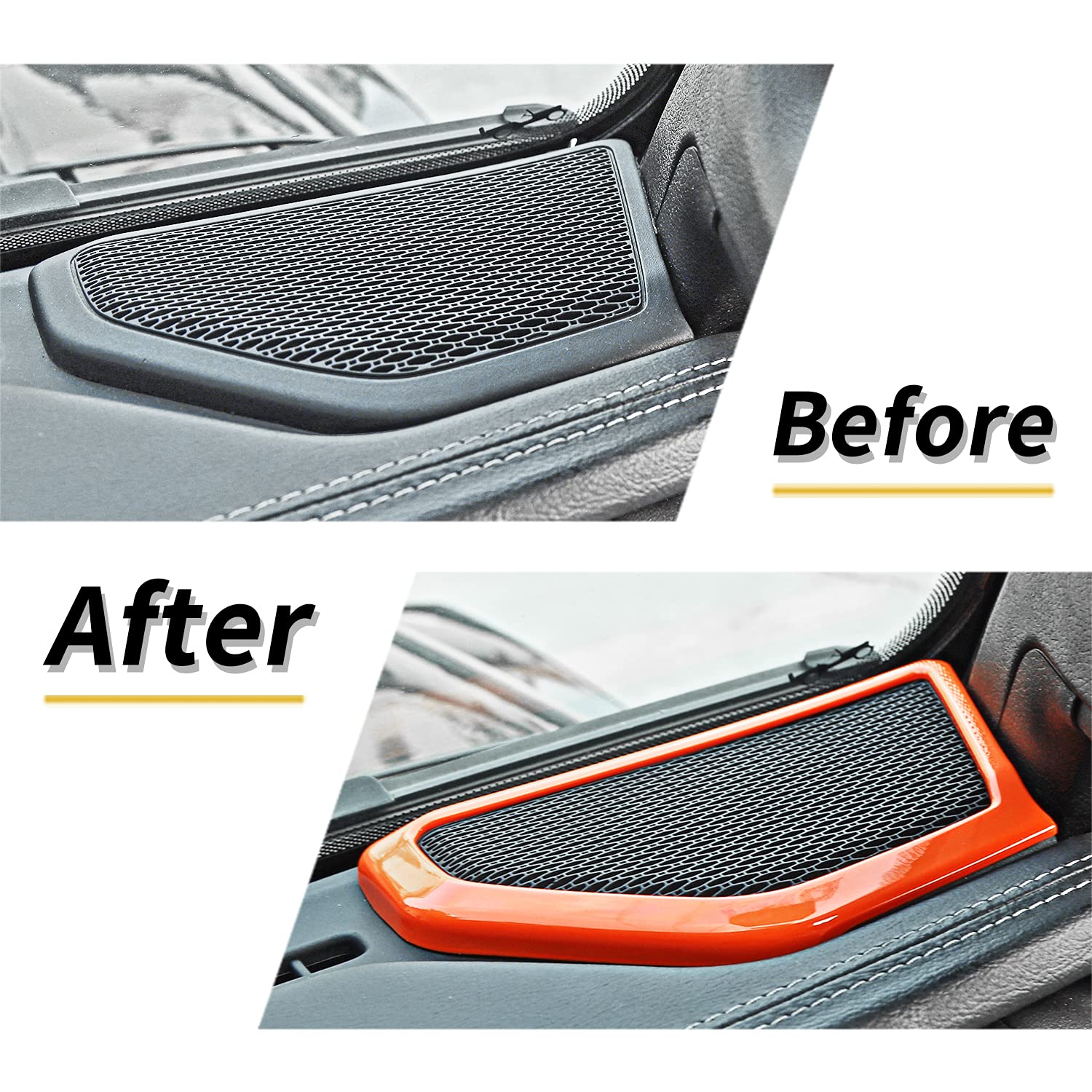 2018-2024 Jeep Wrangler JL/JLU & Gladiator JT A-Pillar Speaker Cover Trim - Orange Interior Accessories | Custom Car Decor & Sound System Upgrade