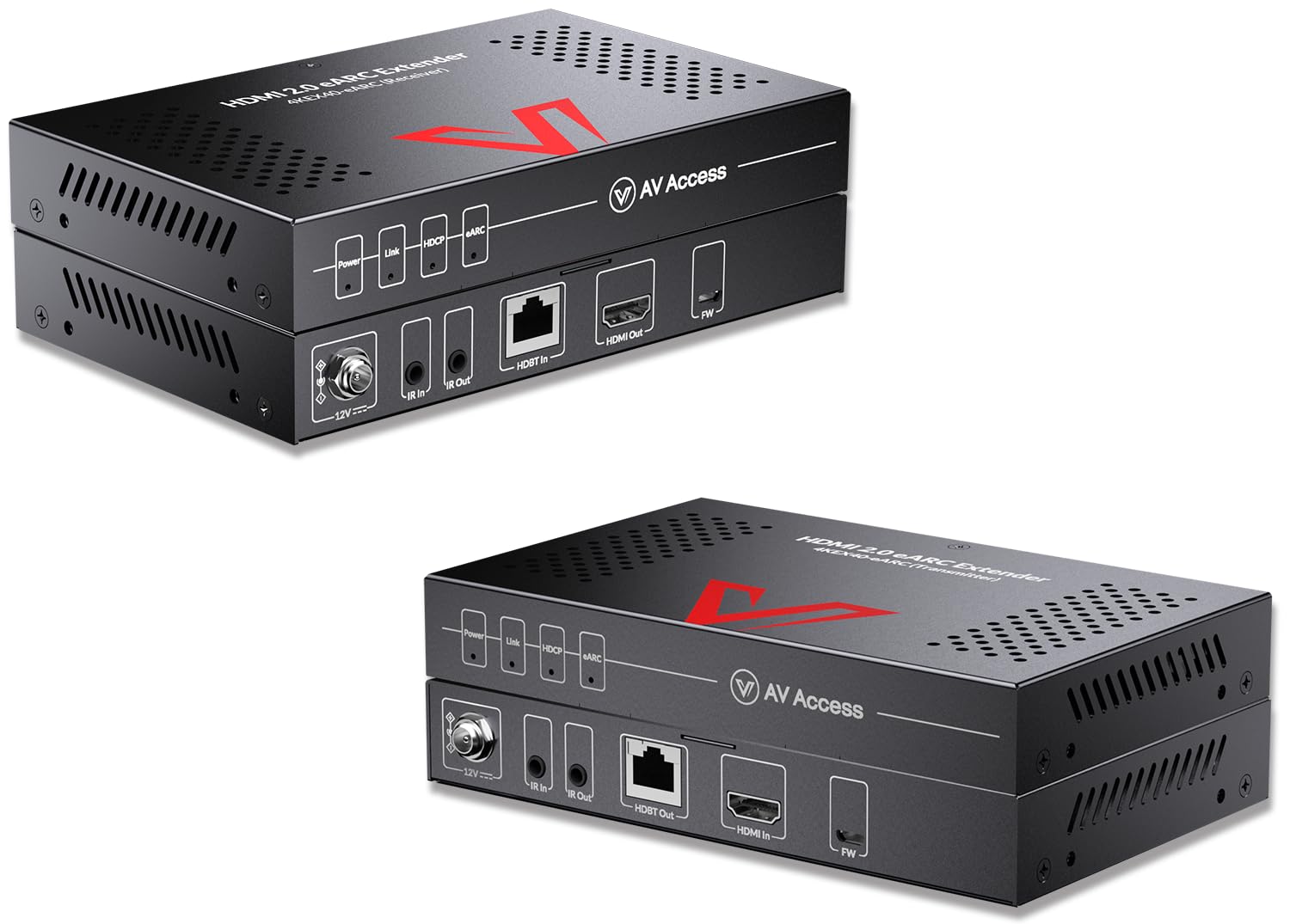 AV Access eARC HDMI Extender Balun HDBaseT 3.0 - 4K@60Hz HDR Dolby Vision, HDCP2.3, HDMI2.0, Enhanced ARC, PCM 7.1 & HBR Audio - Extend HDMI Signals up to 130ft/40m Over CAT6a/7 Cable with CEC, PoC & IR Support - Perfect for Home Theater, Gaming & Professional AV Setups
