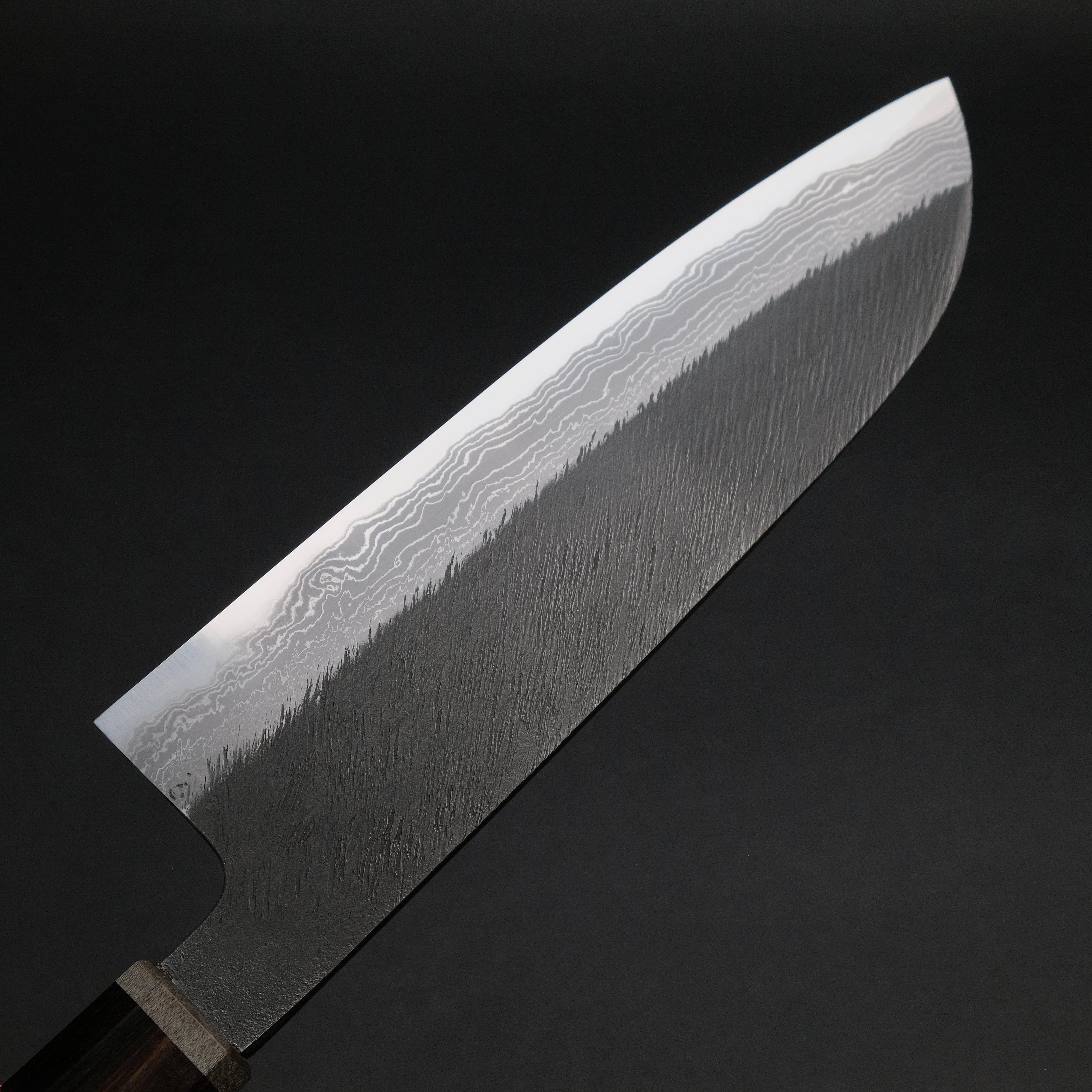 Premium Damascus Santoku Knife 180mm - White #2 Steel, Olive & Stabilized Wood Handle - Perfect for Slicing, Dicing, and Chopping Vegetables, Meat, and Fish in Professional & Home Kitchens