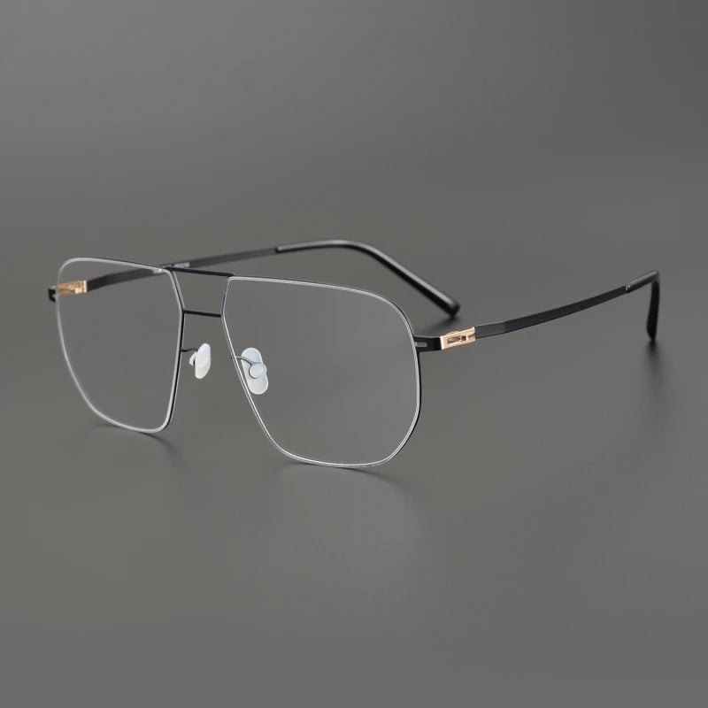 Black Square Double Bridge Steel Eyeglasses for Women - Full Rim Glasses - Fashion Eyewear for Work, Reading & Everyday Use