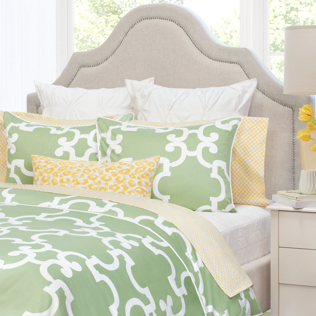 Spring Green Noe Duvet Cover Set - Queen Size 3-Piece Bedding Set with Pillow Shams, Soft Breathable Cotton - Perfect for Master Bedroom, Guest Room & Dorm Decor