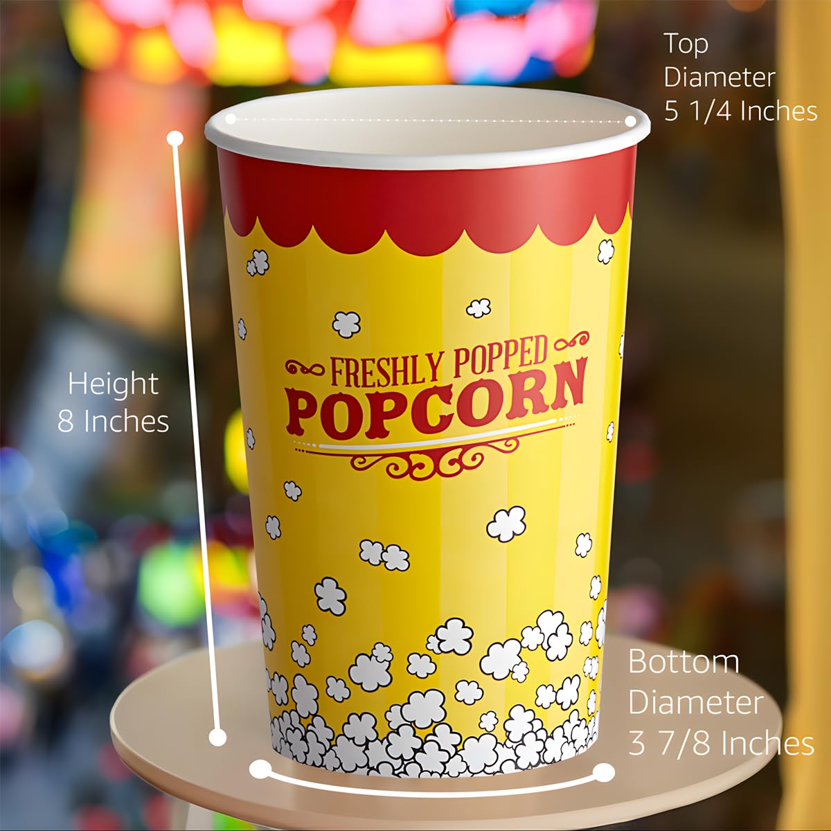 360 Pack, 64 oz Disposable Popcorn Buckets - Commercial Bulk Popcorn Containers for Movie Theaters, Carnivals, Parties & Home Movie Nights - Perfect for Concessions, Events & Family Entertainment