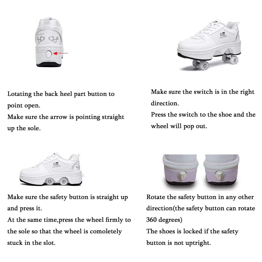 2-in-1 Roller Skates & Sneakers for Men Women - Retractable Wheel Shoes for Outdoor Fun, Fitness & Commuting - Perfect for Skating, Exercise & Daily Wear