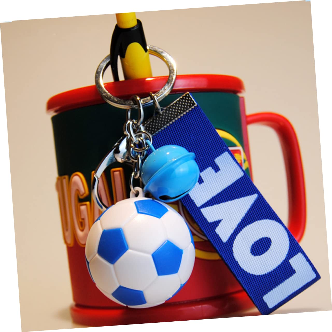 CORHAD 5-Piece Soccer Ball Keychain Set - Sports Fan Keyrings for Football Lovers - Perfect for Gifts, Backpacks & Car Keys (Soccer Accessories)