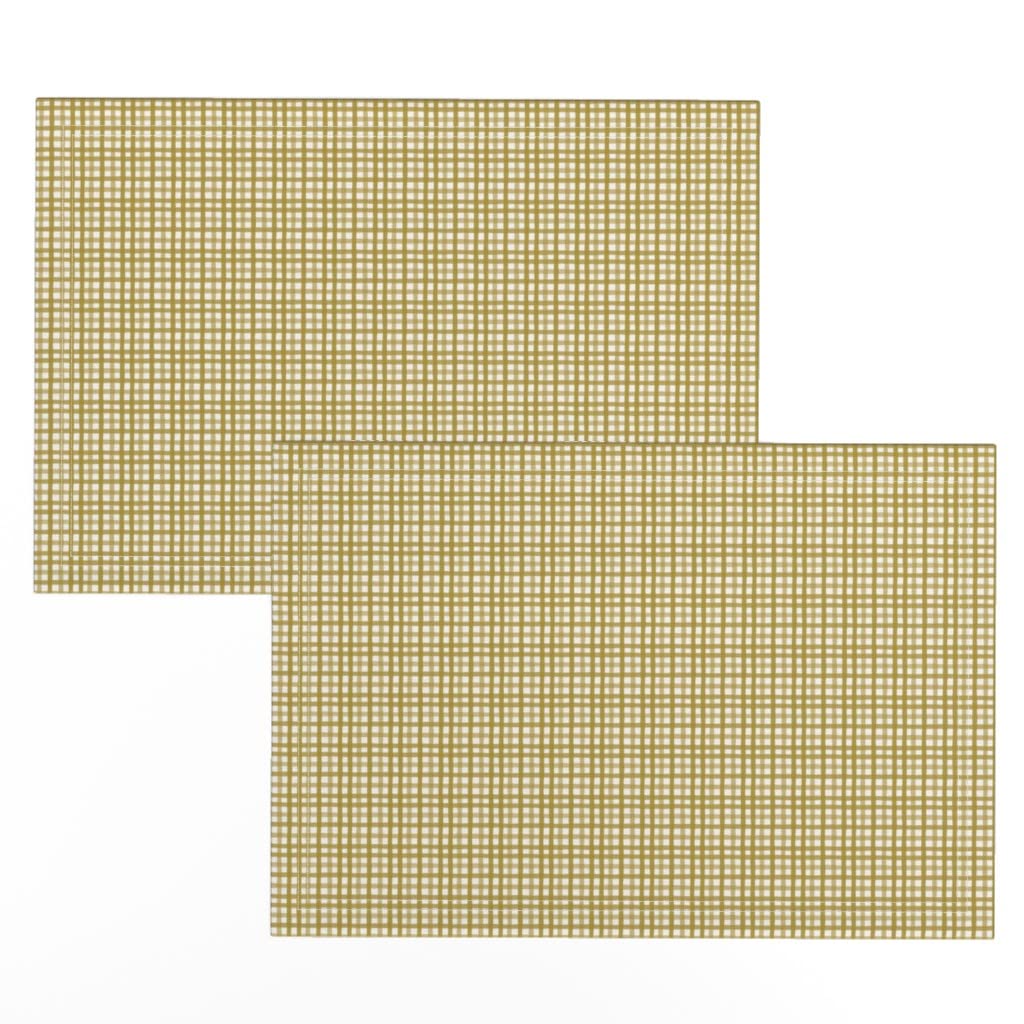 Spoonflower Linen Cotton Canvas Placemats Set of 2 - Pink & Green Gingham Plaid Holiday Print Table Mats for Dining Room Decor, Kitchen Table Setting, Christmas Dinner Party