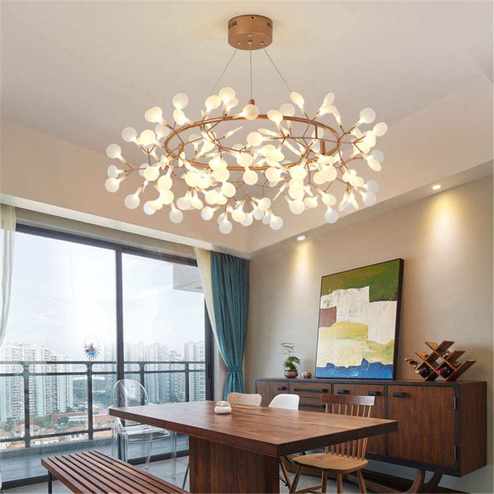 NIUYAO 81-Light Sputnik Firefly LED Chandelier - Modern Rose Gold Branch Pendant Lighting Fixture with Bulbs Included | Perfect for Dining Room, Living Room & Bedroom Decor