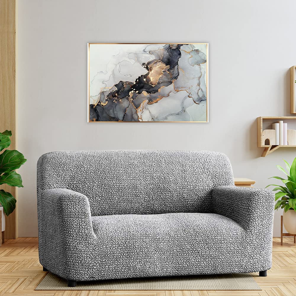 PAULATO BY GA.I.CO. Oversized Loveseat Slipcover - Stretch Sofa Protector for Couches & Chairs - 1-Piece Washable Microfiber Cover in Ash - Perfect for Pets, Kids & Home Decor Protection