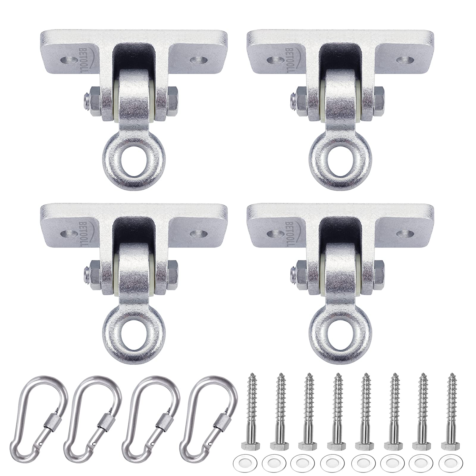 BETOOLL Heavy Duty Swing Hangers - 4 Pack Outdoor Swing Set Hardware for Wooden Playsets, Porch Swings & Playground Equipment - Indoor/Outdoor Use for Backyard, Garden & Patio