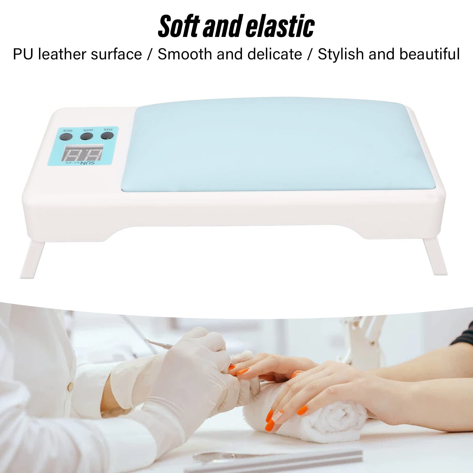 EXCLUZO Foldable UV LED Nail Dryer Lamp - Professional Salon Nail Polish Curing Light with Flexible Hand Rest - Portable for Home & Travel Use (Blue)