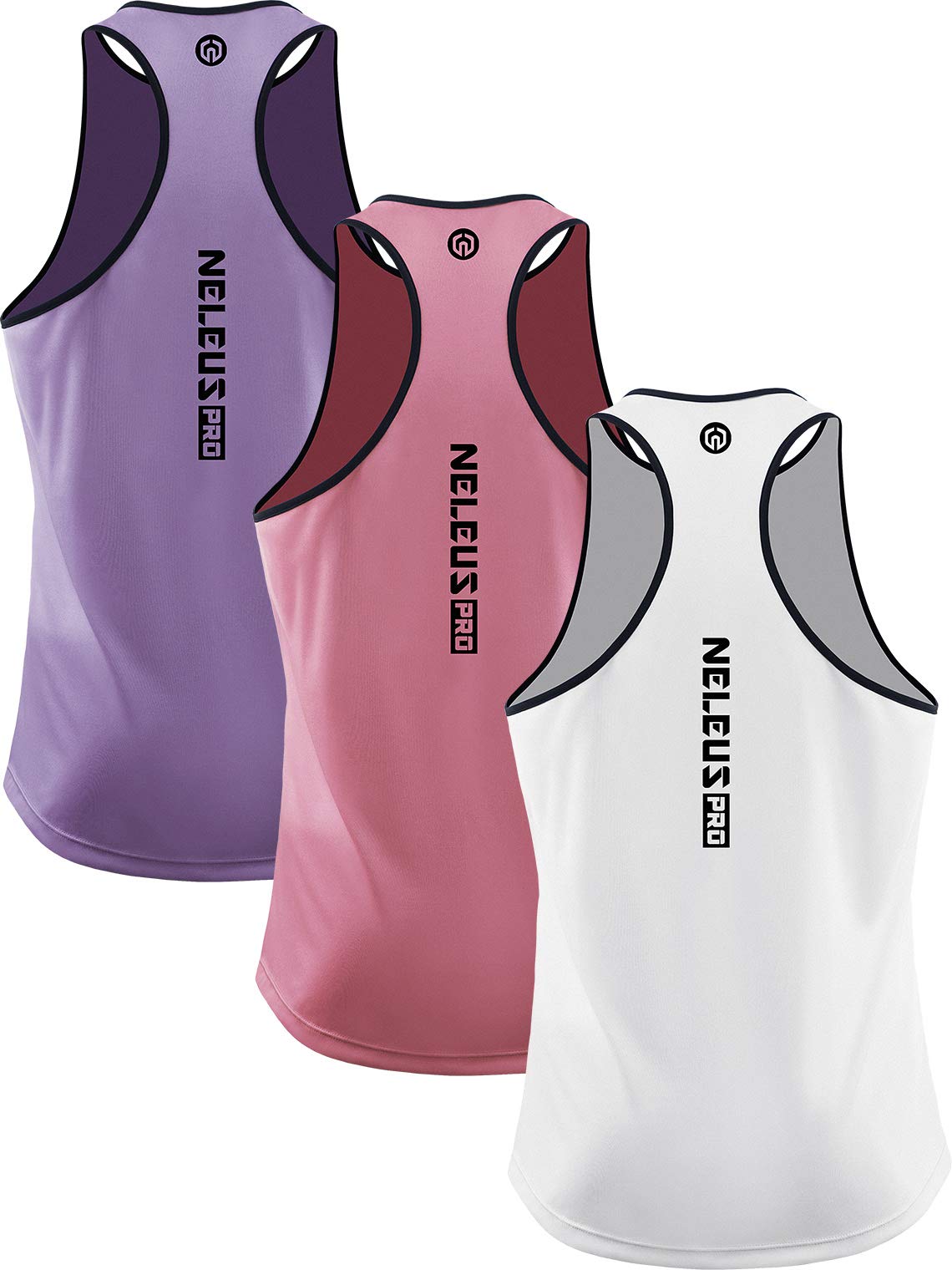 NELEUS Men's 3 Pack Running Tank Tops - Moisture Wicking Quick Dry Athletic Shirts for Workout & Gym - Breathable Y-Back Design for Summer Training, Jogging & Sports Activities