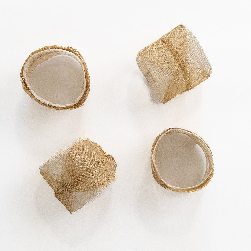 Mustard Yellow Poplar Leaf Napkin Rings - Set of 4 for Elegant Dinner Table Decor, Wedding & Holiday Place Settings