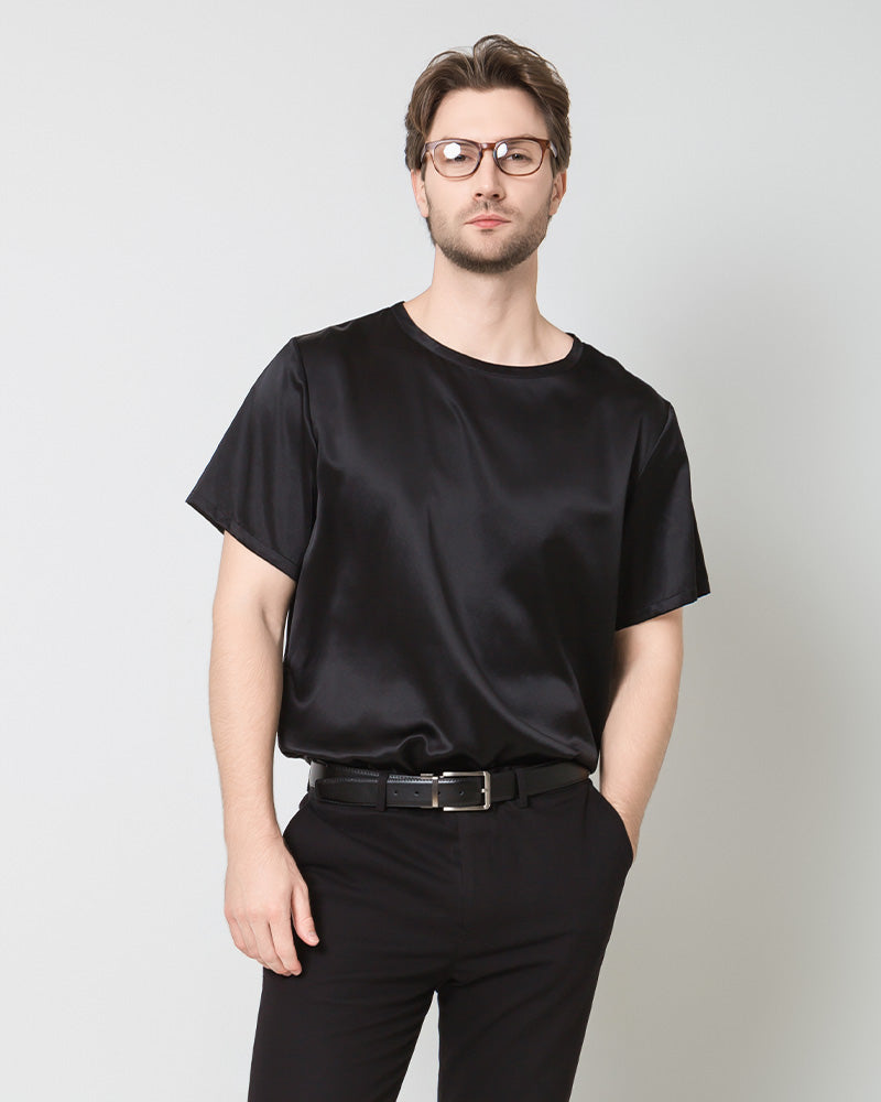 Premium Men's Silk Casual T-Shirt - Soft, Breathable & Comfortable - Perfect for Everyday Wear, Office & Relaxation