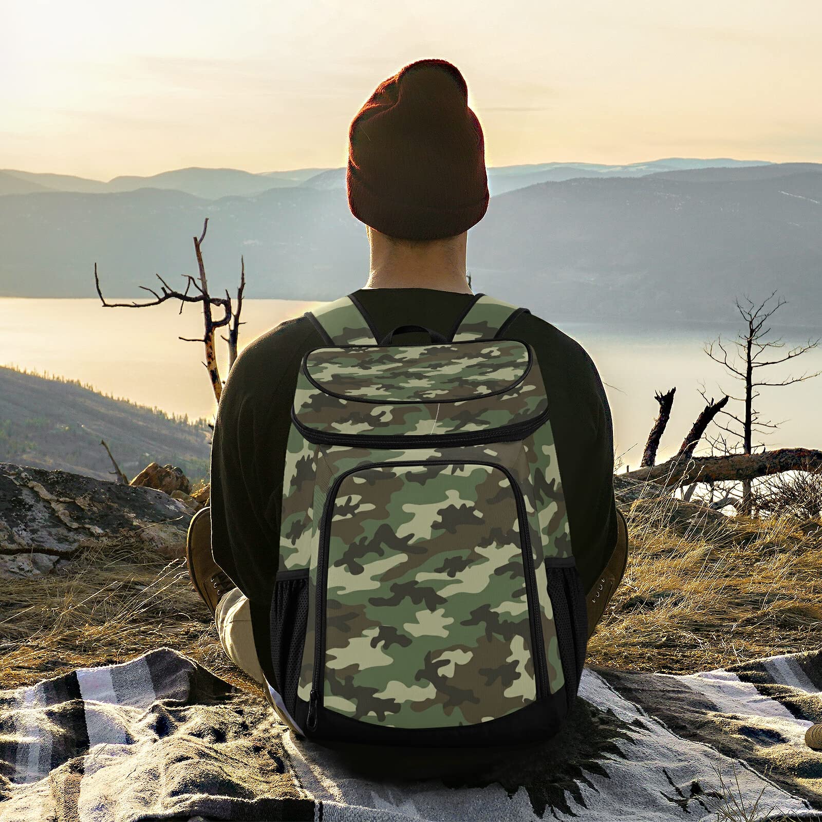 DOMIKING Camouflage Cooler Backpack for Men - Insulated Lunch Box with Padded Straps, 14-Camouflage - Perfect for Hiking, Camping, Fishing & Outdoor Adventures